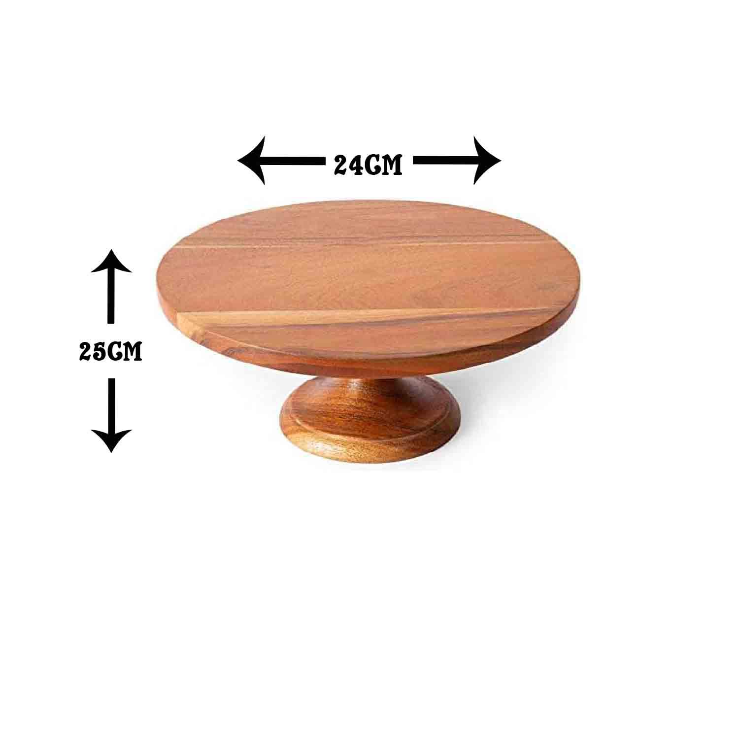 1PC 24CM DIAMETER X 25CM HEIGHT WOODEN TOP CAKE STAND
