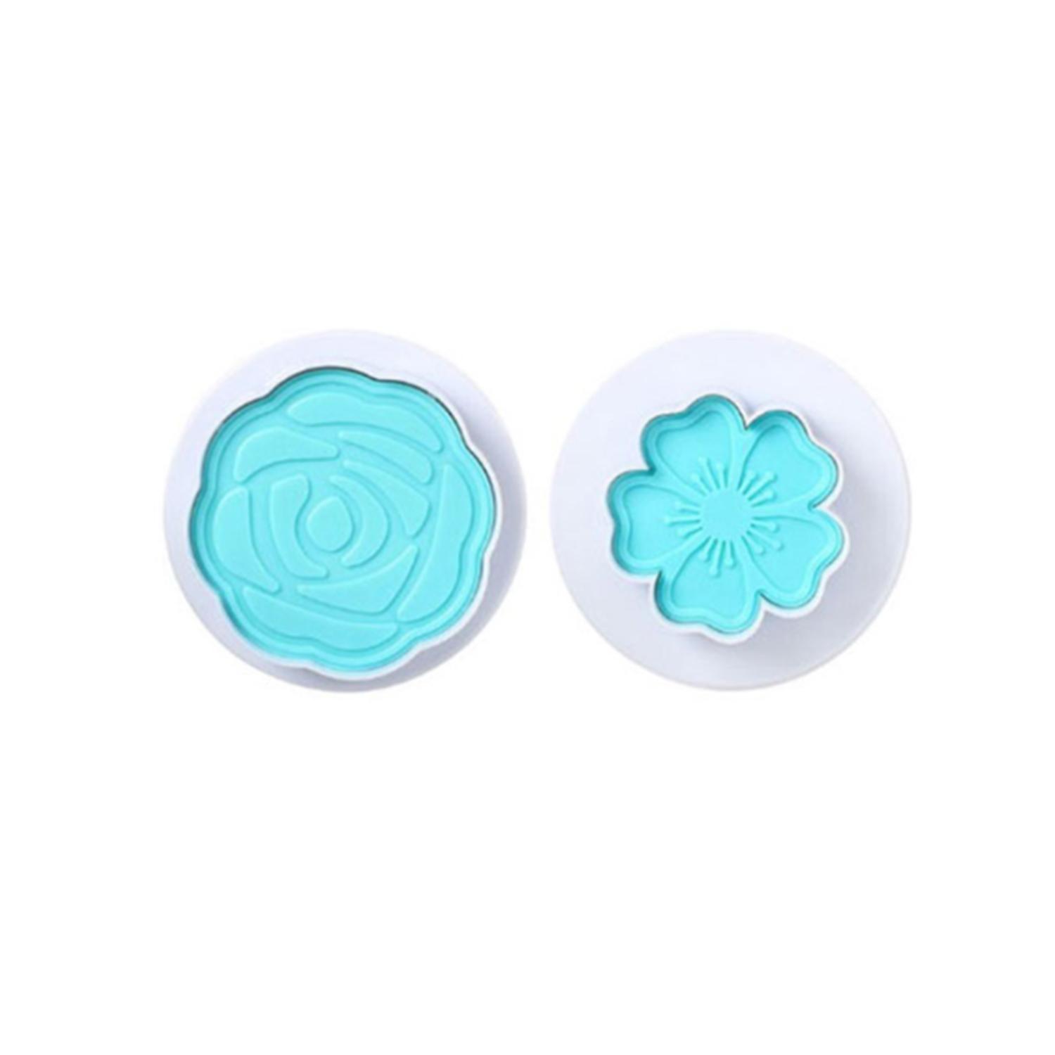 2PCS ROSE AND BLOSSOM PLASTIC PLUNGER CUTTERS