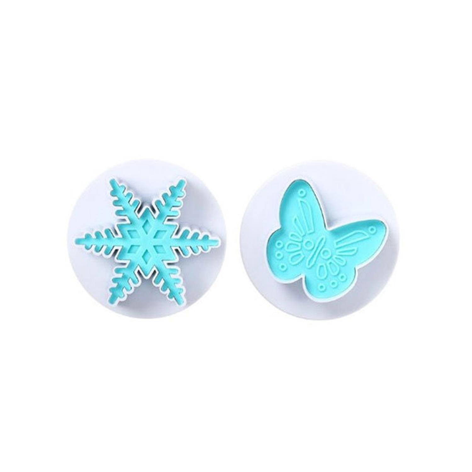 2PCS SNOWFLAKE BUTTERFLY PLASTIC PLUNGER CUTTERS