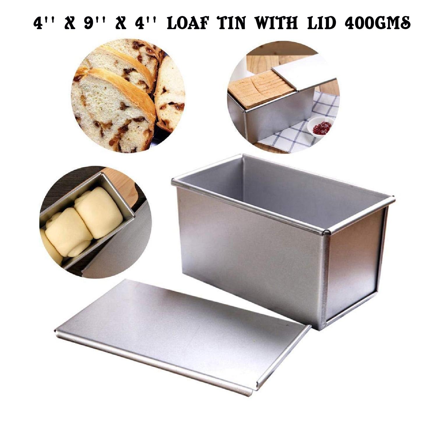 4'' X 9'' X 4'' LOAF TIN WITH LID 400GMS