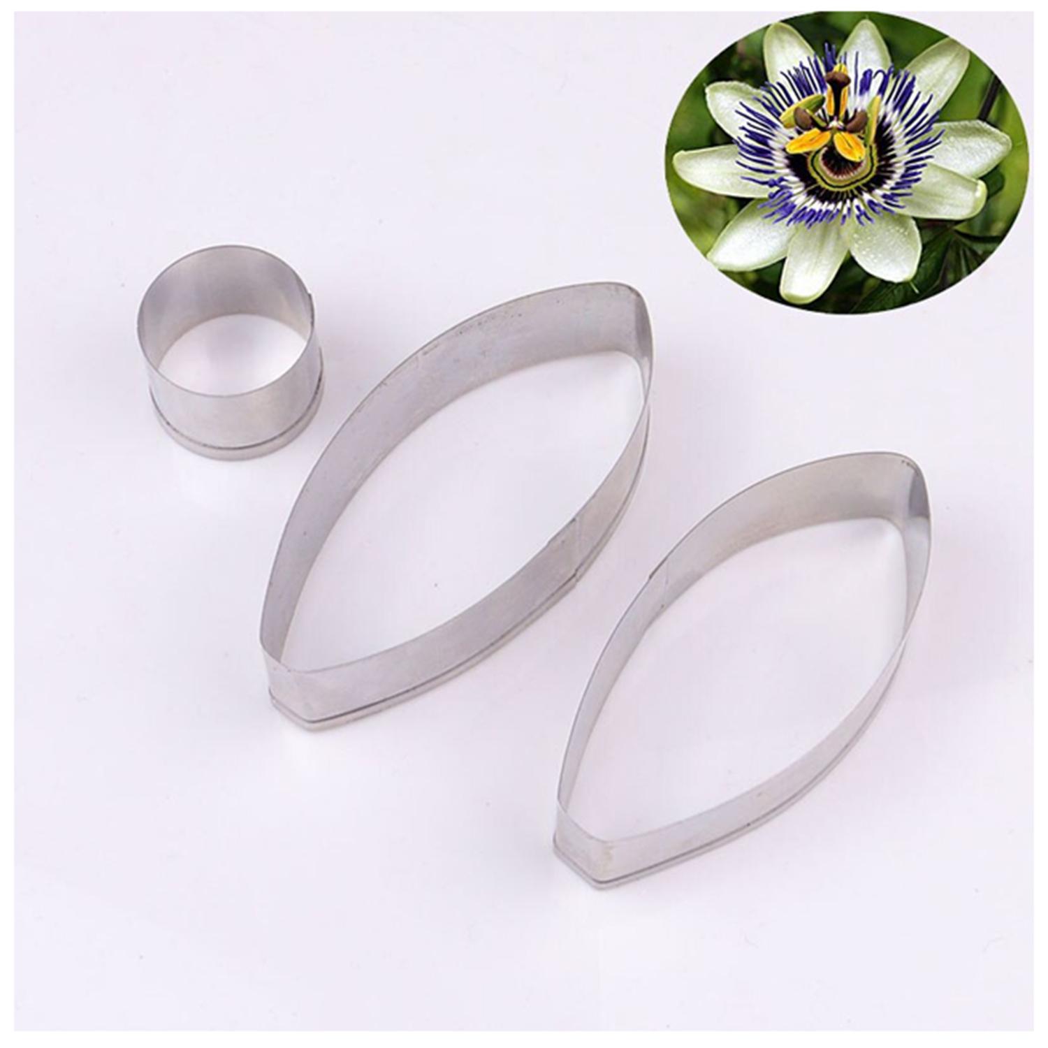 A601 3PCS STAINLESS STEEL PASSION FLOWER PETAL CUTTER