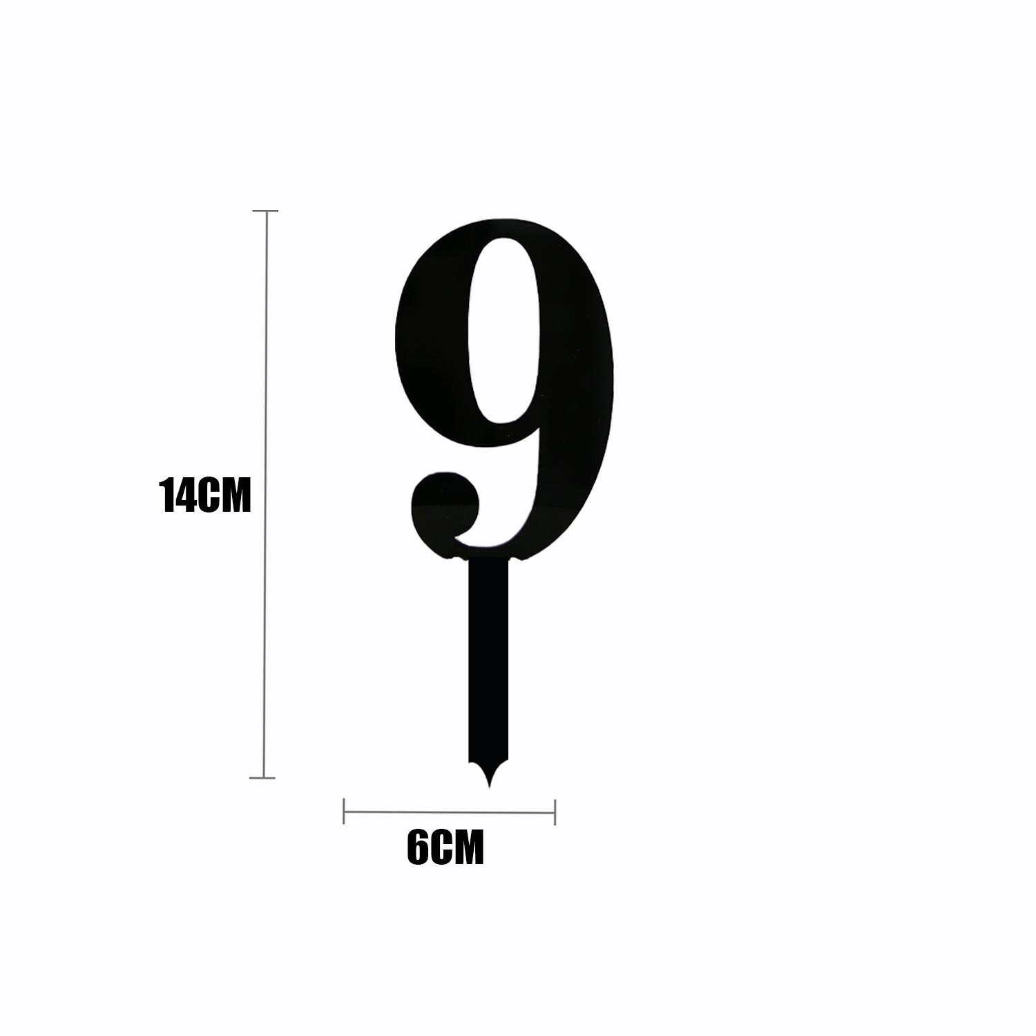 BLACK ACRYLIC NUMBER TOPPER NO 9
