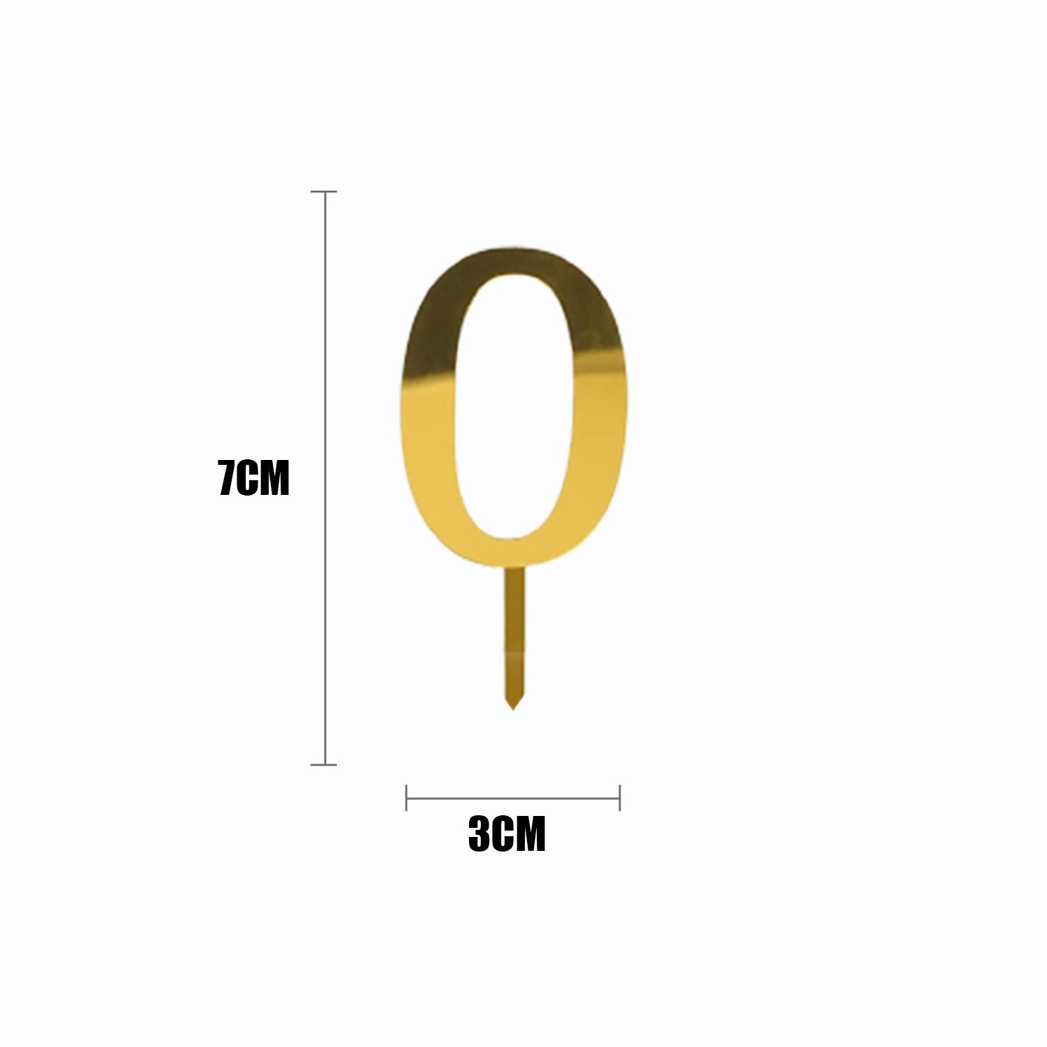 GOLD MIRROR ACRYLIC MINI NUMBER TOPPER 0
