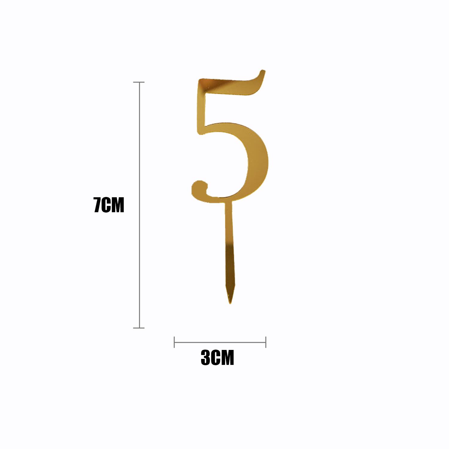 GOLD MIRROR ACRYLIC MINI NUMBER TOPPER 5