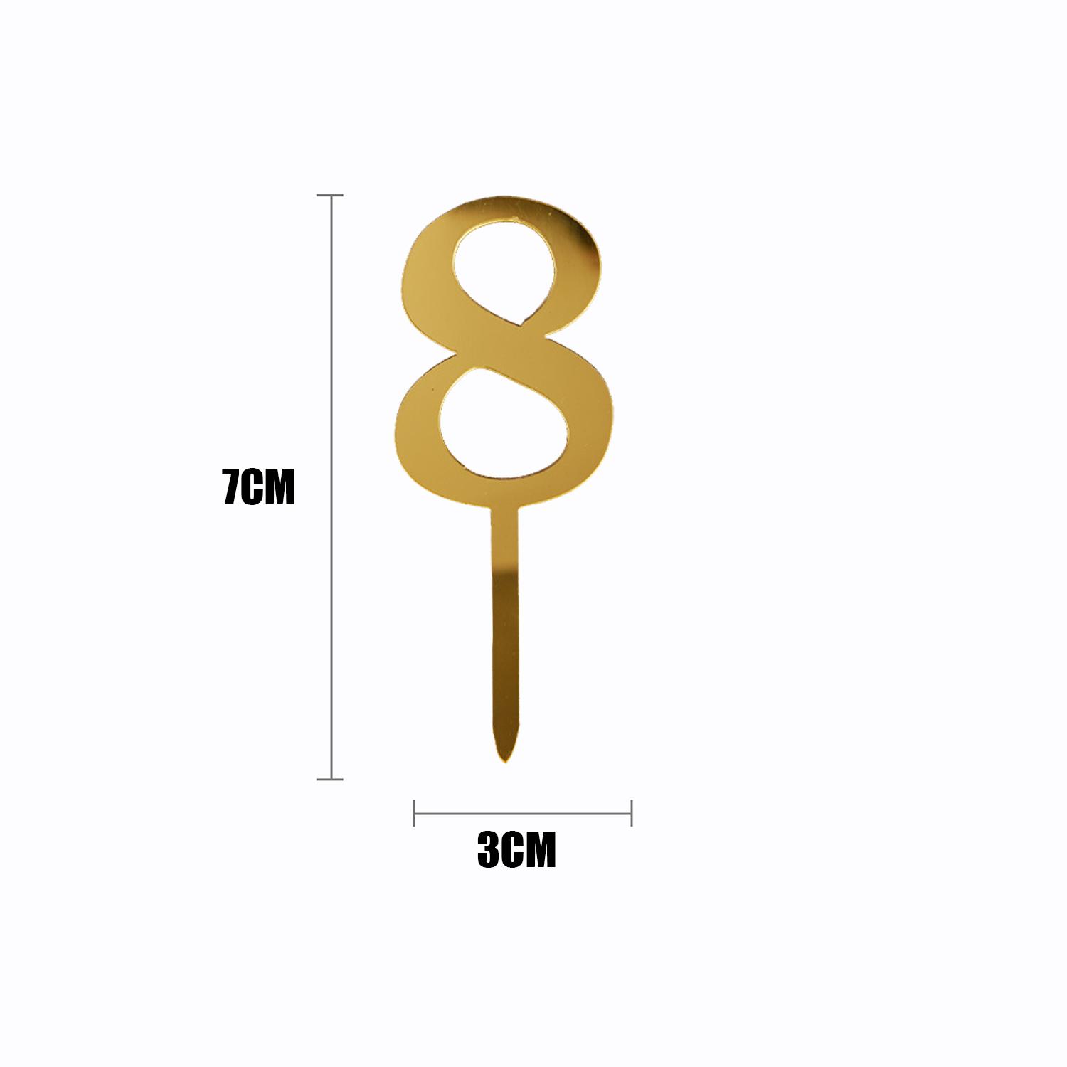 GOLD MIRROR ACRYLIC MINI NUMBER TOPPER 8