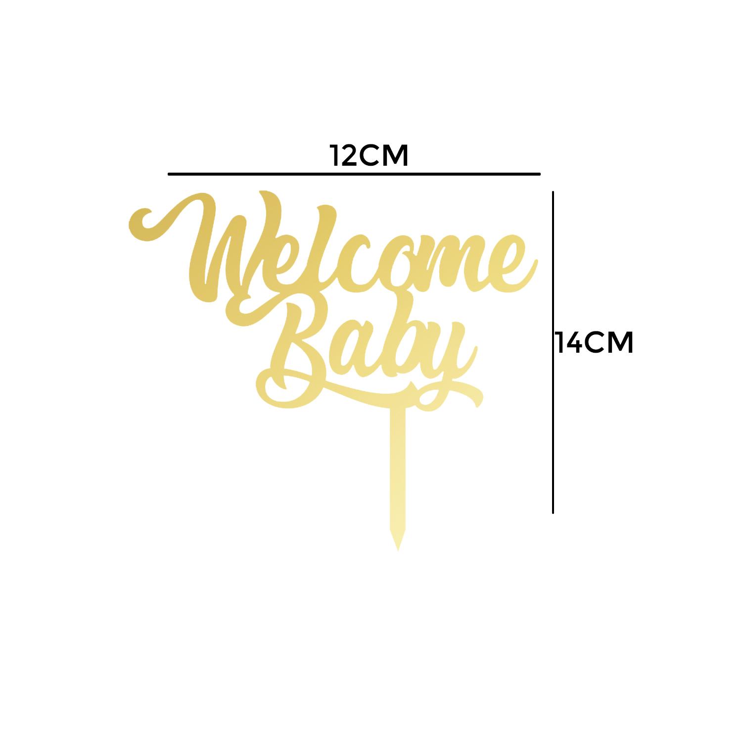 GOLD MIRROR BABY SHOWER TOPPER WELCOME BABY