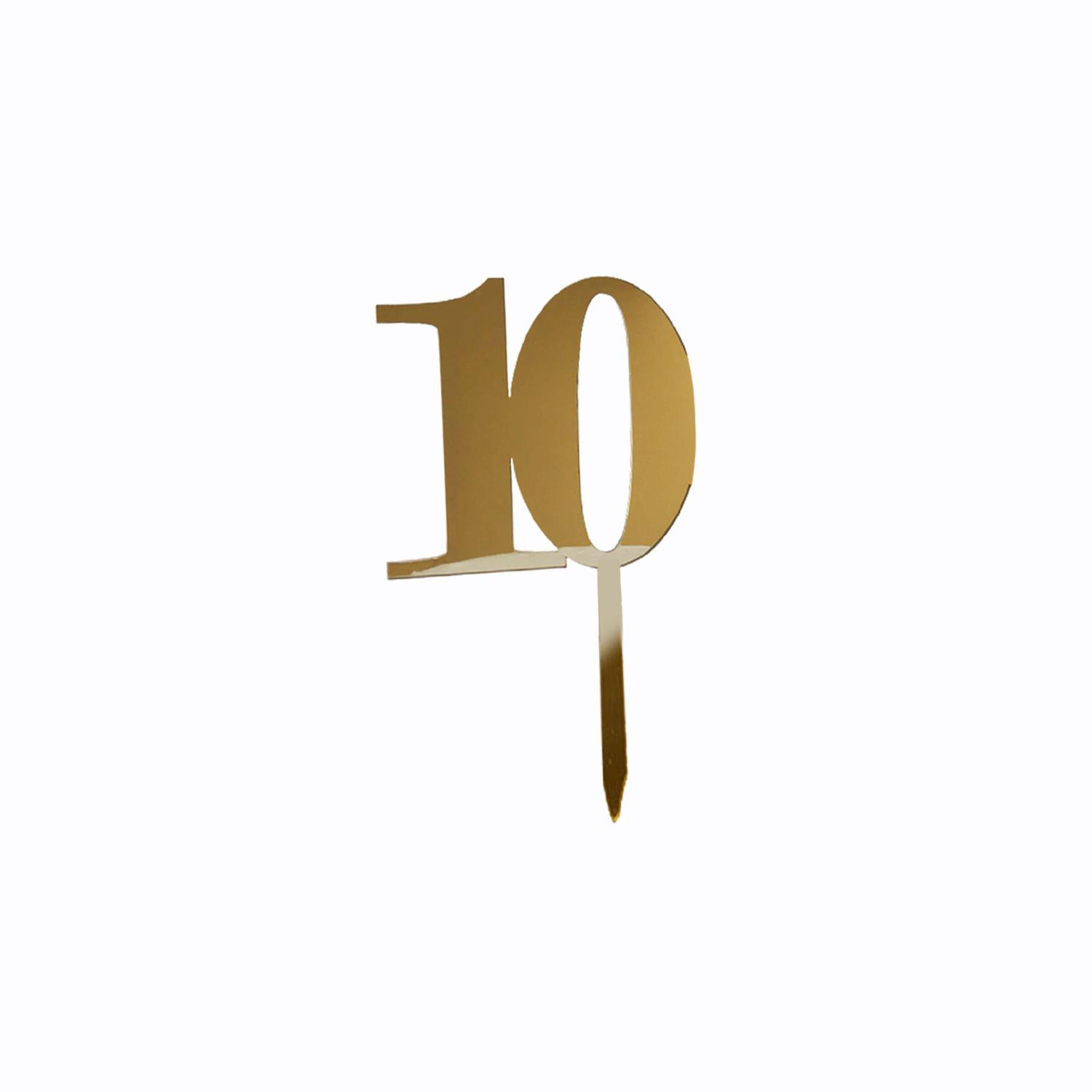 GOLD MIRROR NUMBER TOPPER NO 10