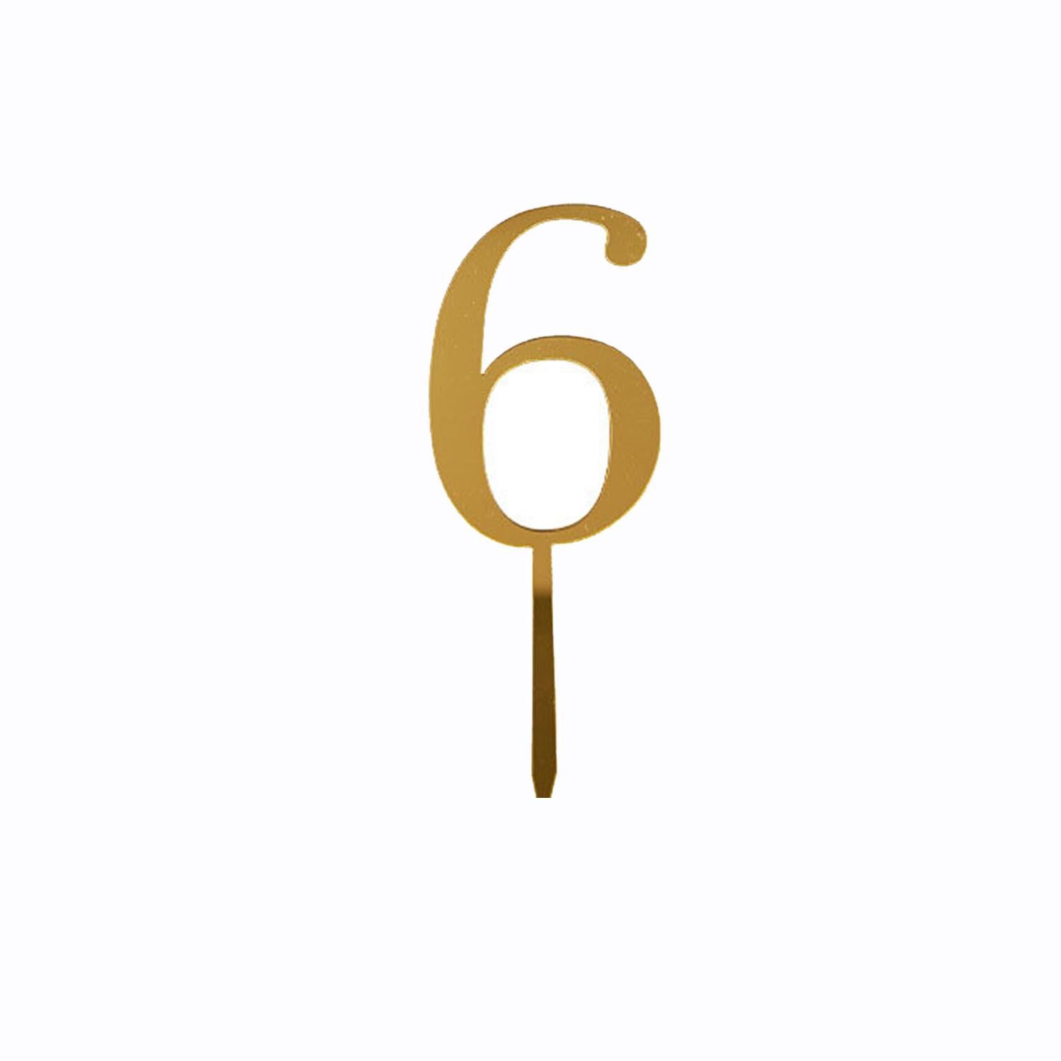 GOLD MIRROR NUMBER TOPPER NO 6