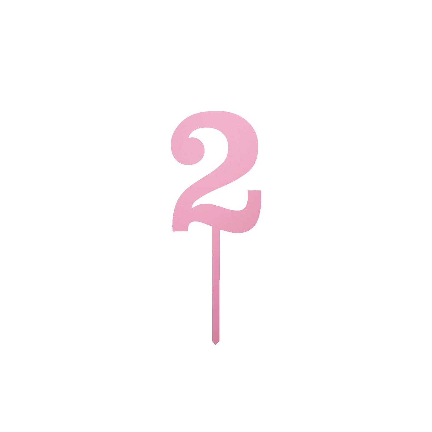 MIRROR PINK ACRYLIC NUMBER TOPPER NO 2
