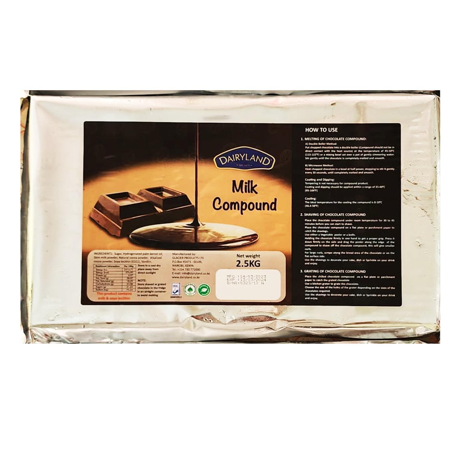 PACK OF 4 - DAIRYLAND MILK CHOCOLATE COMPOUND  2.5KG (Wholesale)