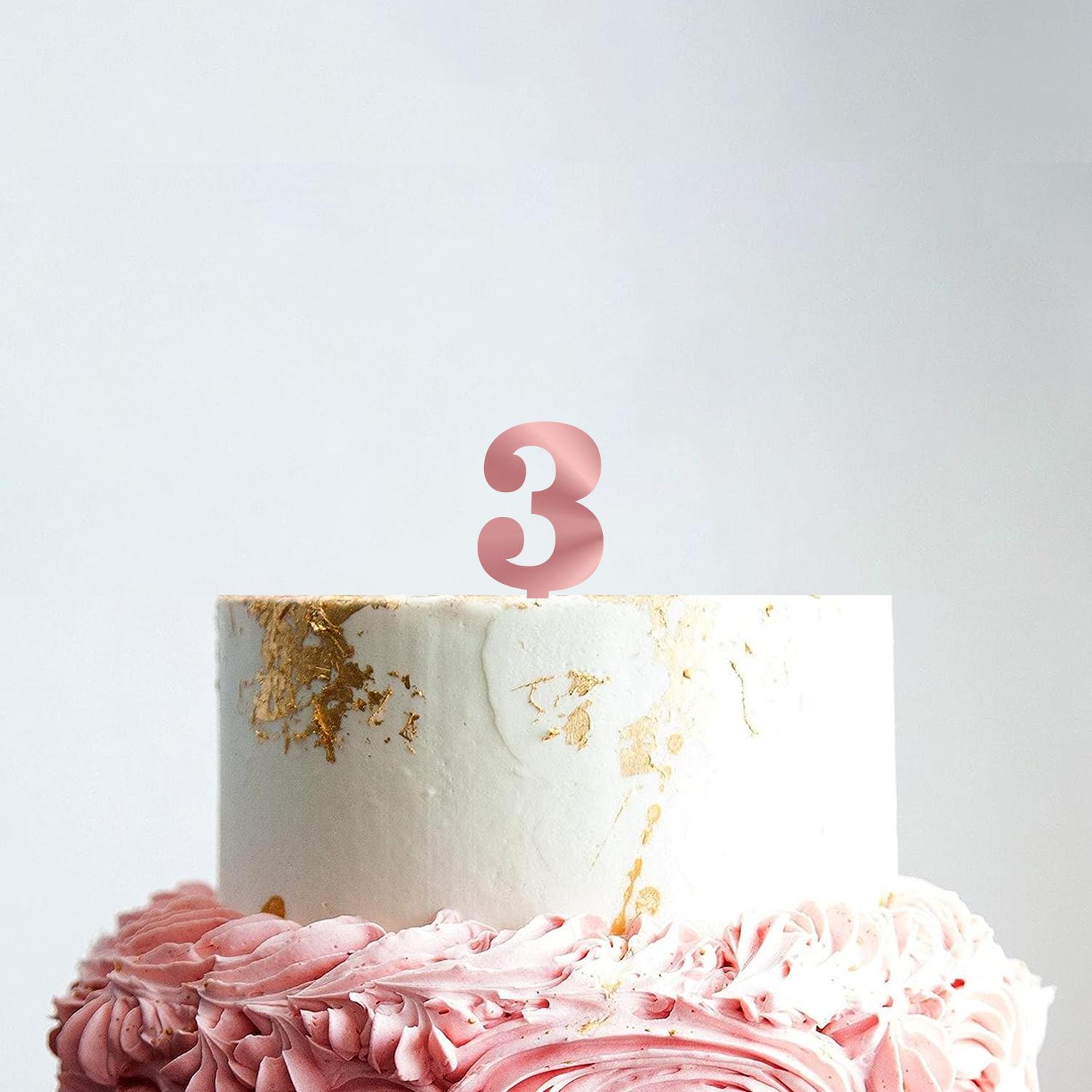 ROSE GOLD ACRYLIC NUMBER TOPPER NO 3
