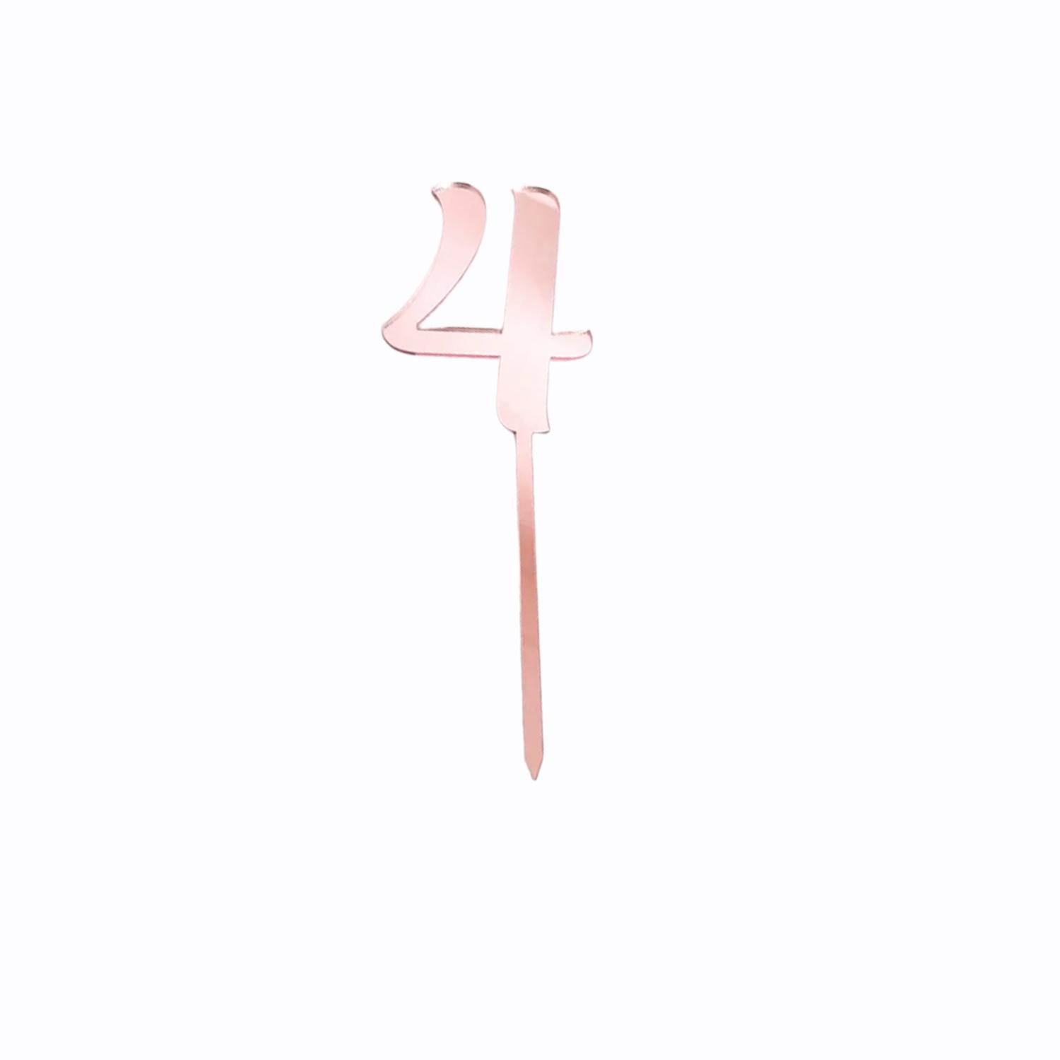 ROSE GOLD ACRYLIC NUMBER TOPPER NO 4