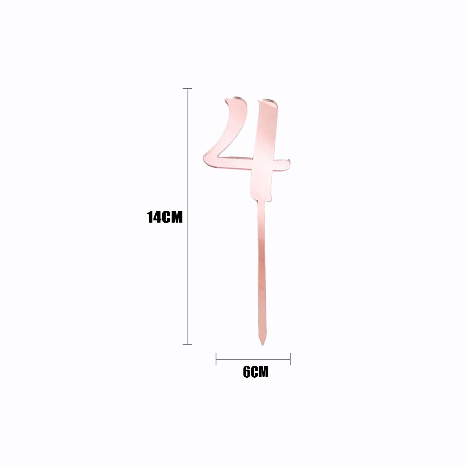 ROSE GOLD ACRYLIC NUMBER TOPPER NO 4