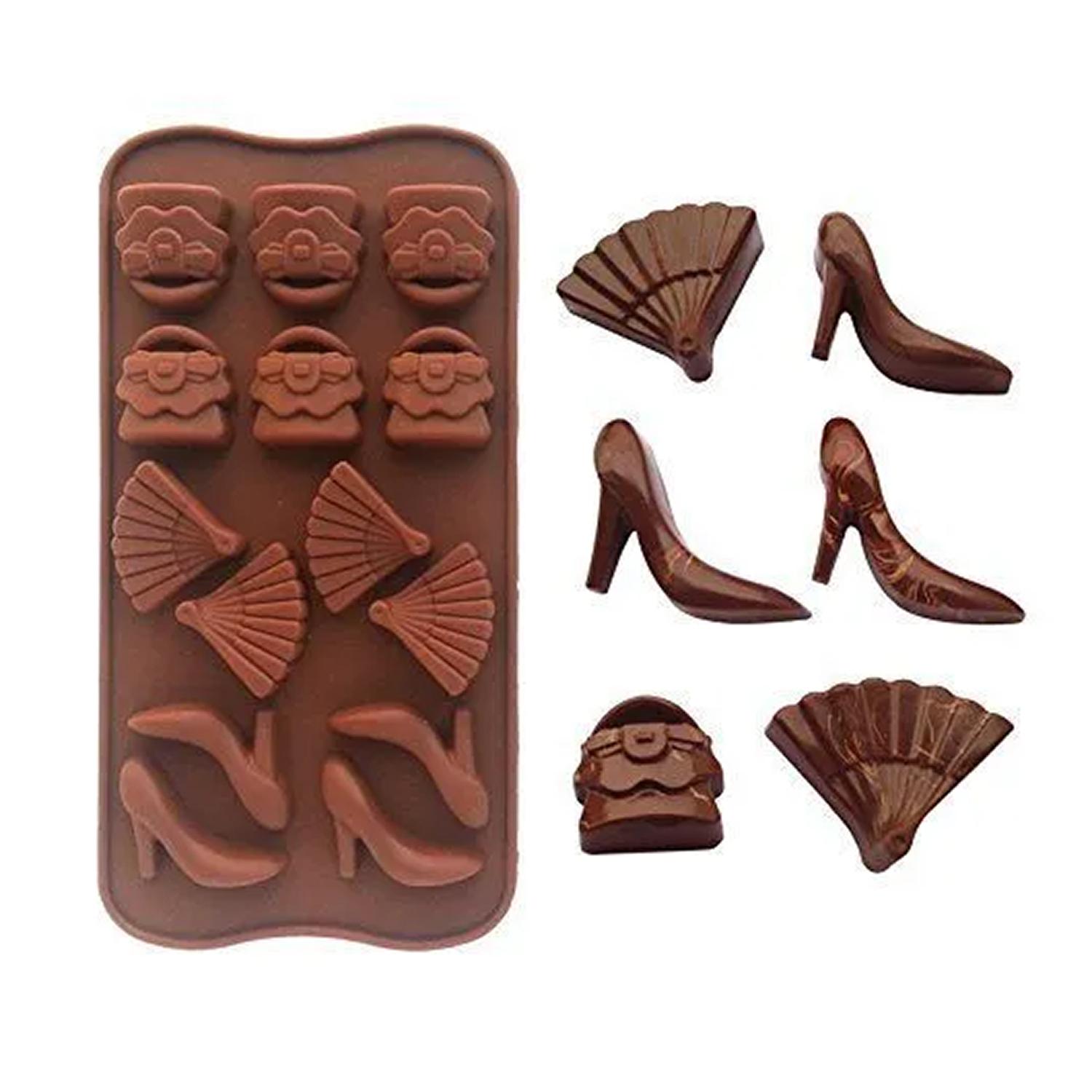SCM0025 HEELS FANS BAGS SHAPE SILICONE CHOCOLATE MOLD