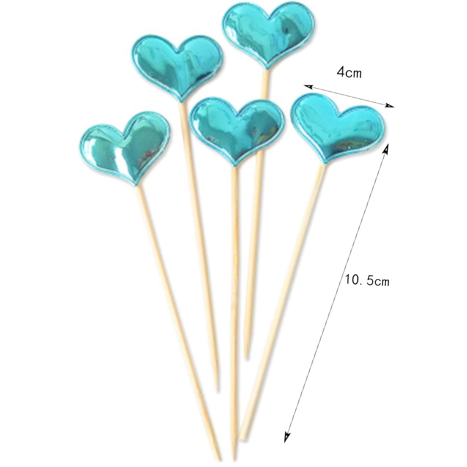 SET OF 5 BLUE HEART TOPPERS
