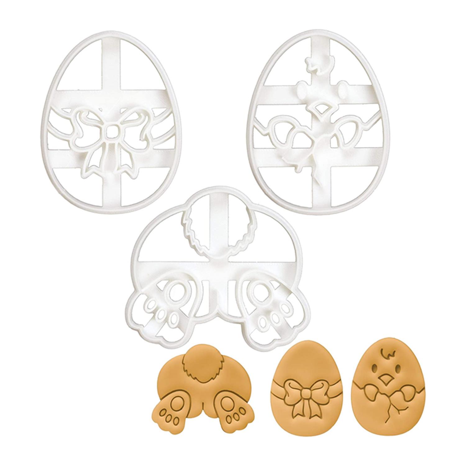 SET OF 3 EASTER BUNNY EGG & CHICK COOKIE CUTTERS