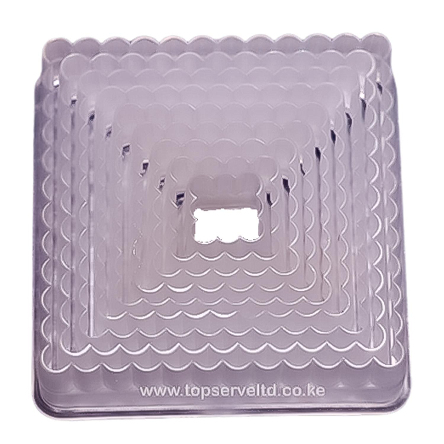 SET OF 9 CLEAR SERRATED PLASTIC SQUARE COOKIE CUTTER