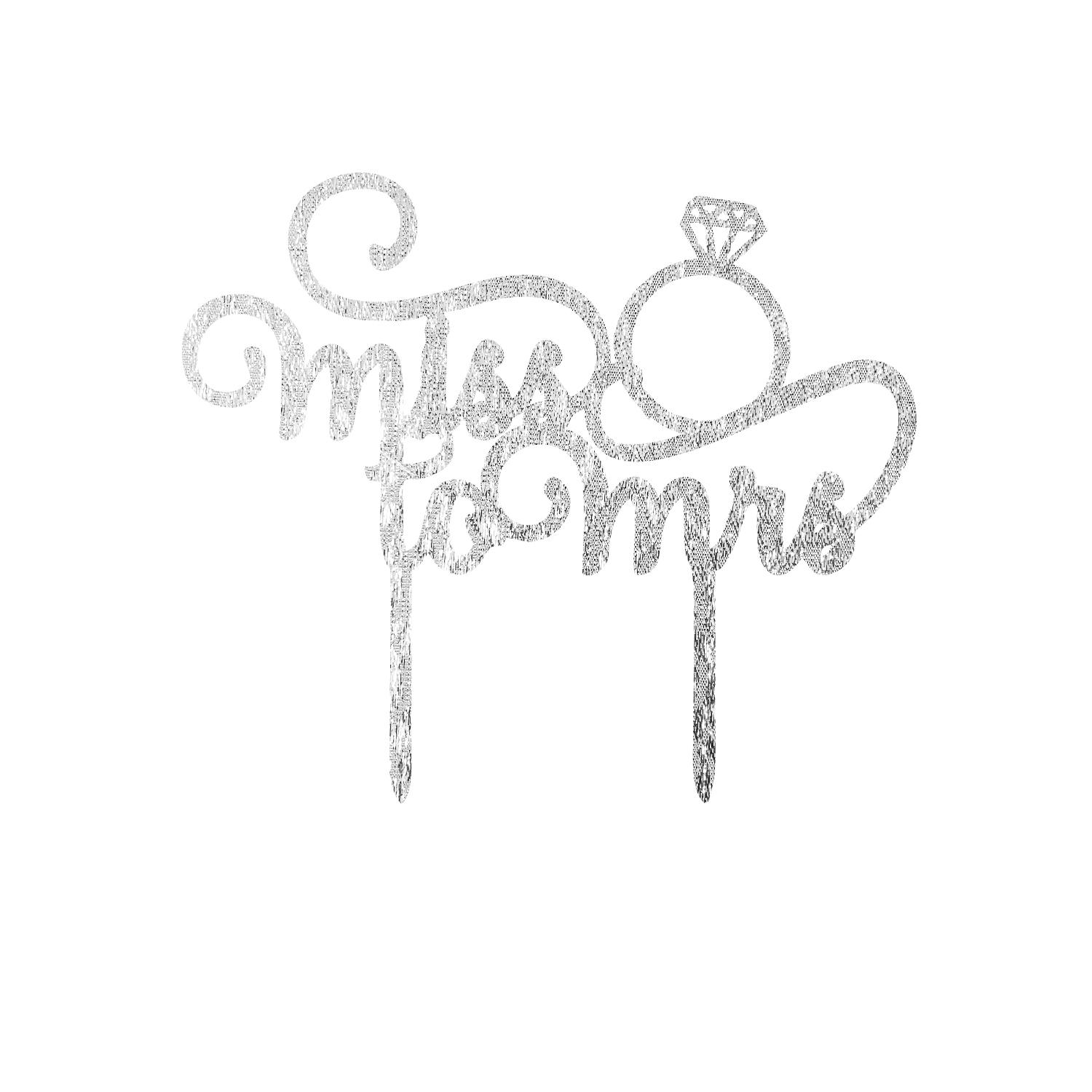 SILVER GLITTER BRIDAL SHOWER TOPPER FROM MISS TO MRS