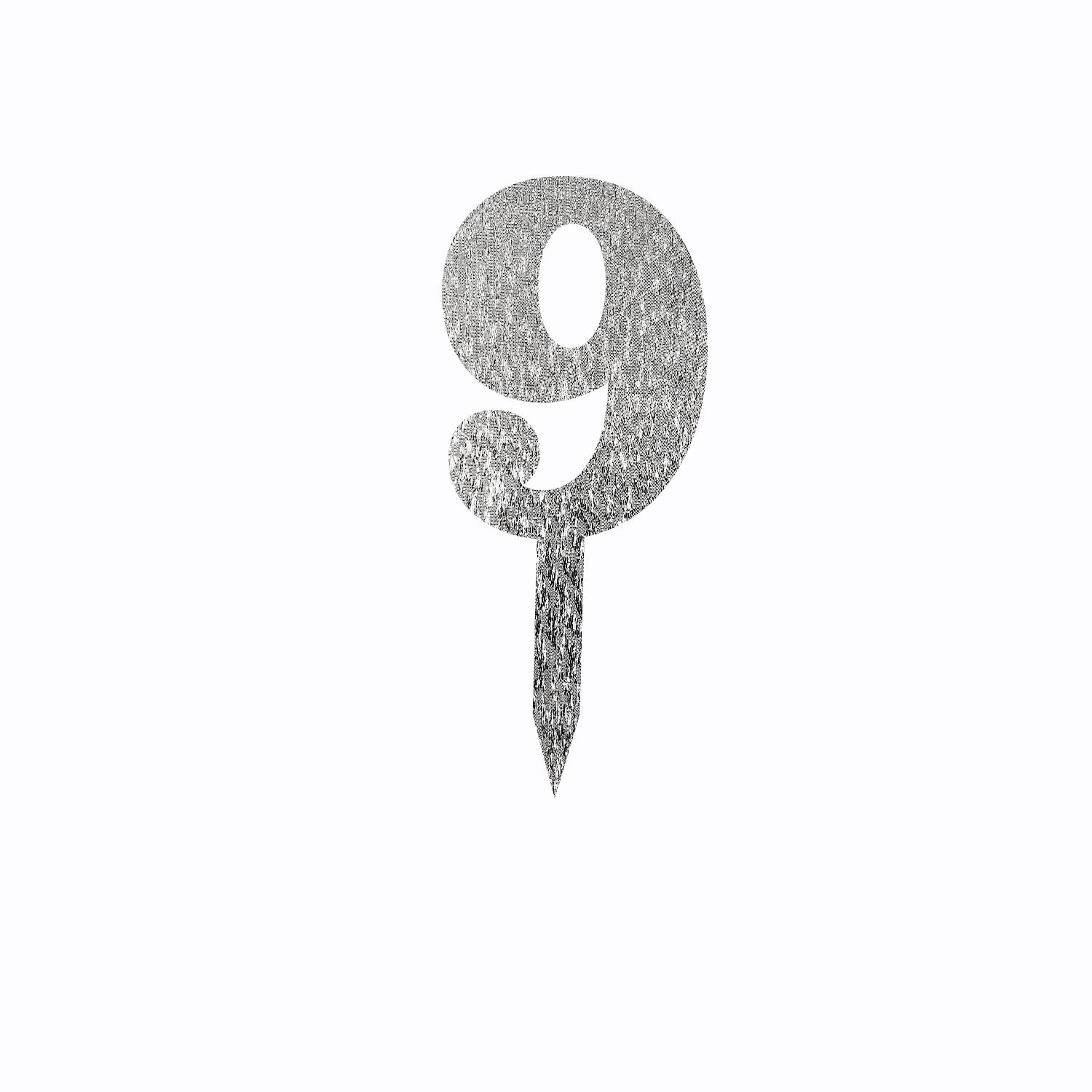 SILVER GLITTER NUMBER TOPPER NO 9