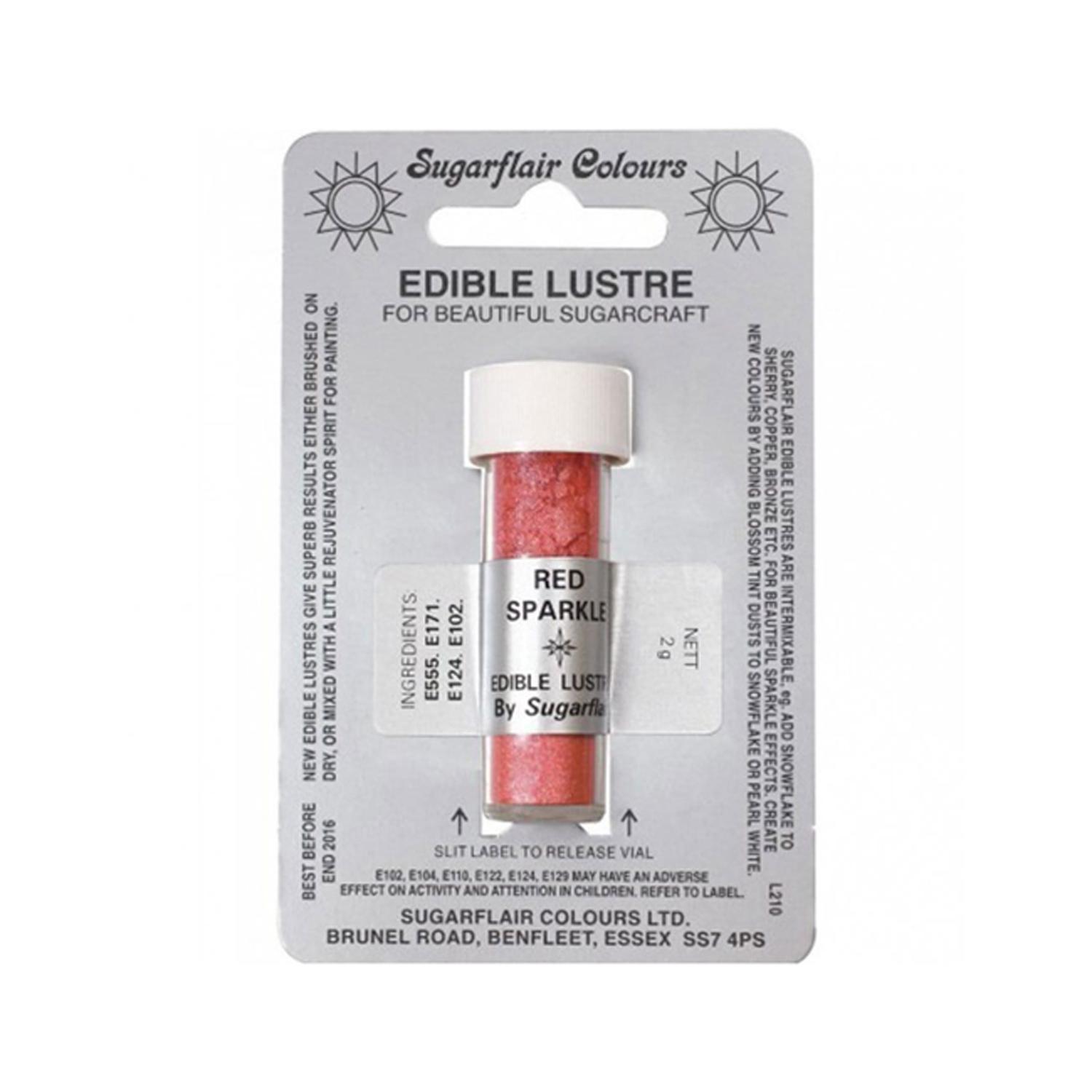 SUGARFLAIR EDIBLE LUSTRE DUST RED SPARKLE 2GMS