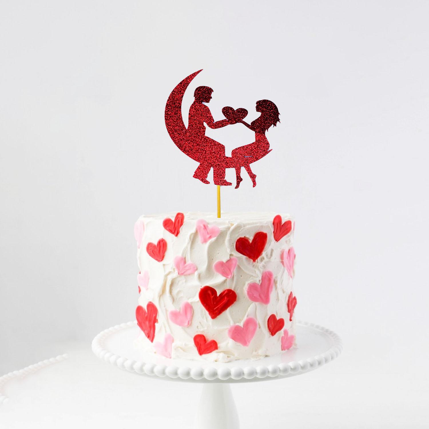 VALENTINES DAY GLITTER RED PAPER TOPPER
