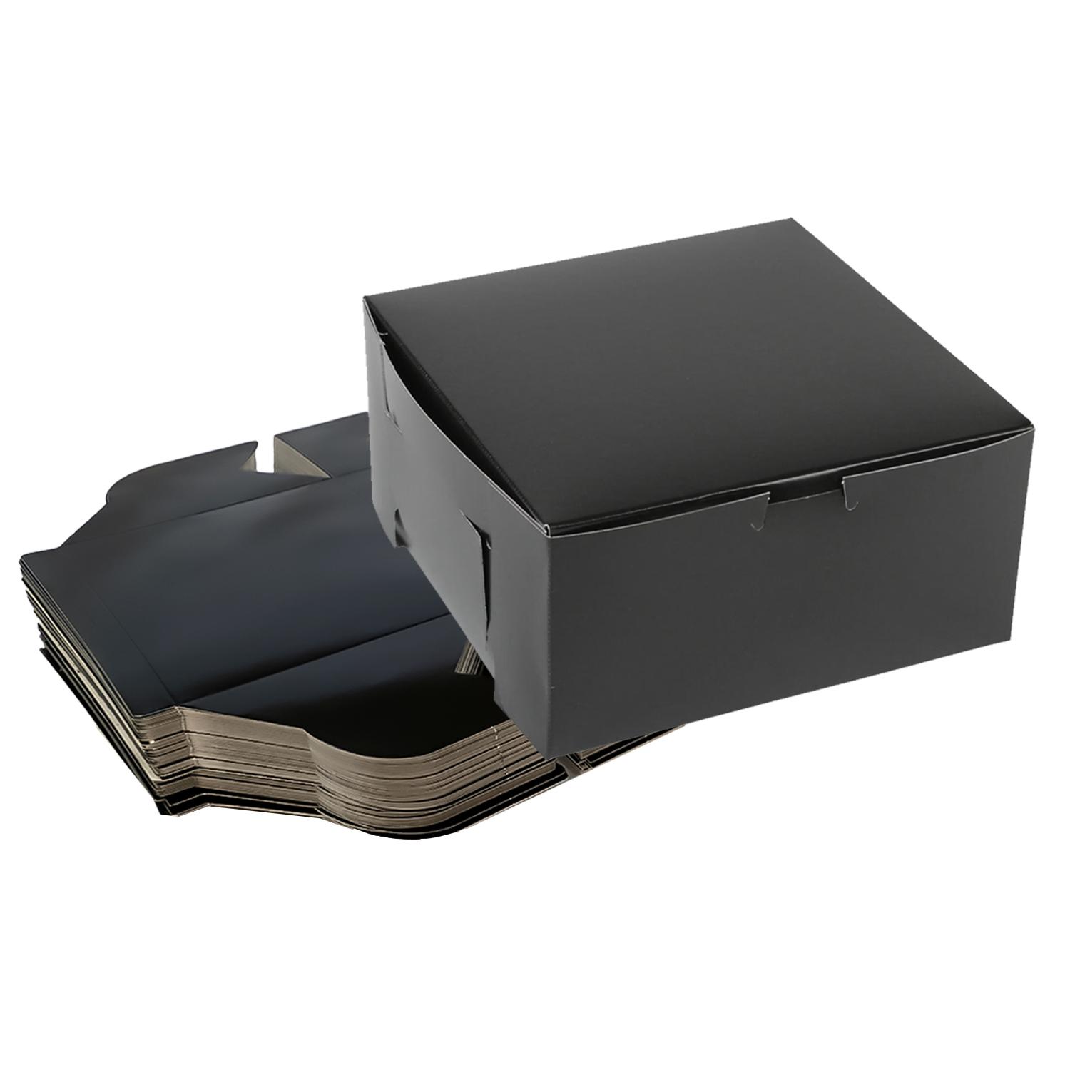 PACK OF 100 -  BLACK 12 X 12 X 4 Inches CAKE BOXES