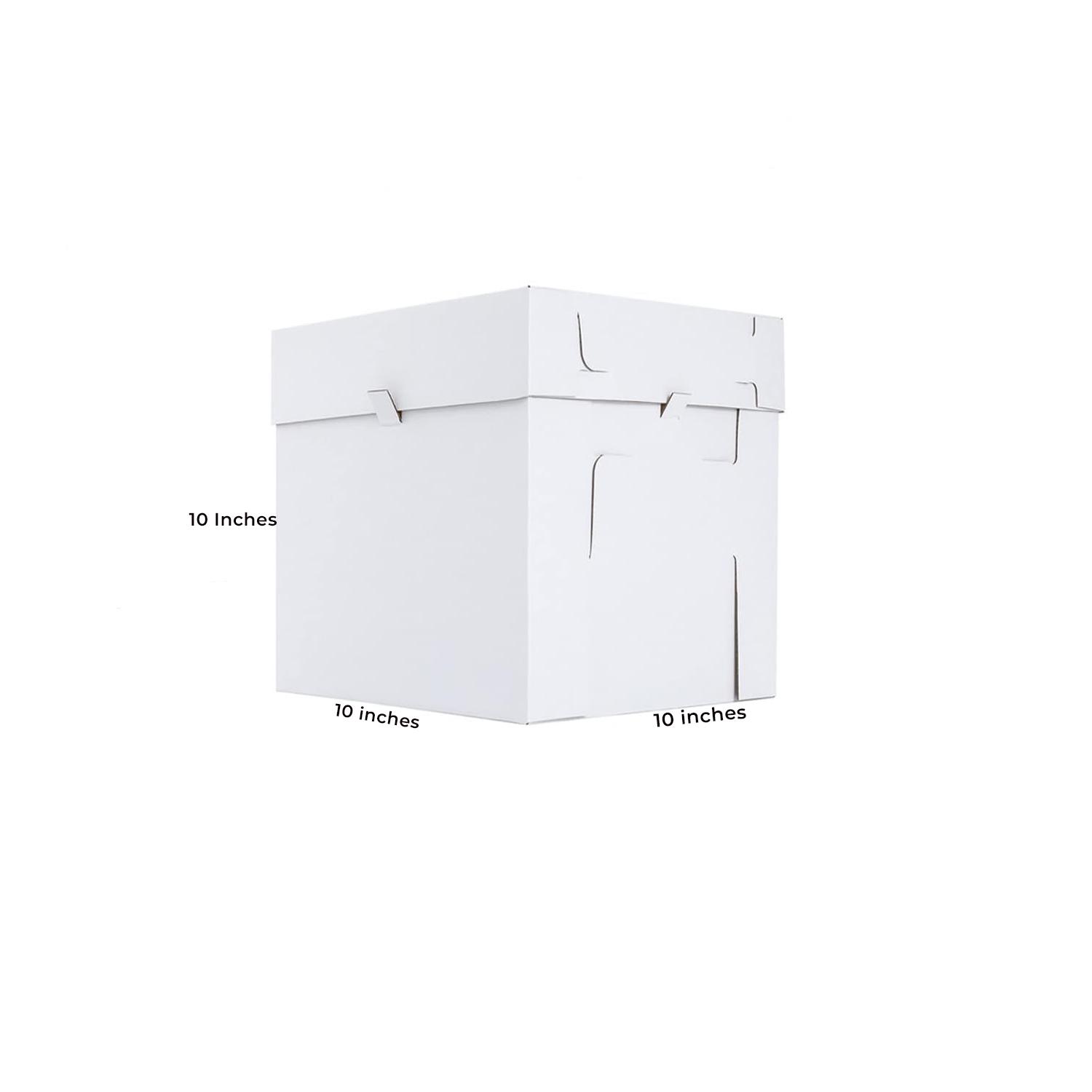 SQUARE 1KG 10" X10" X10" TALL WHITE CAKE BOX WITH LID