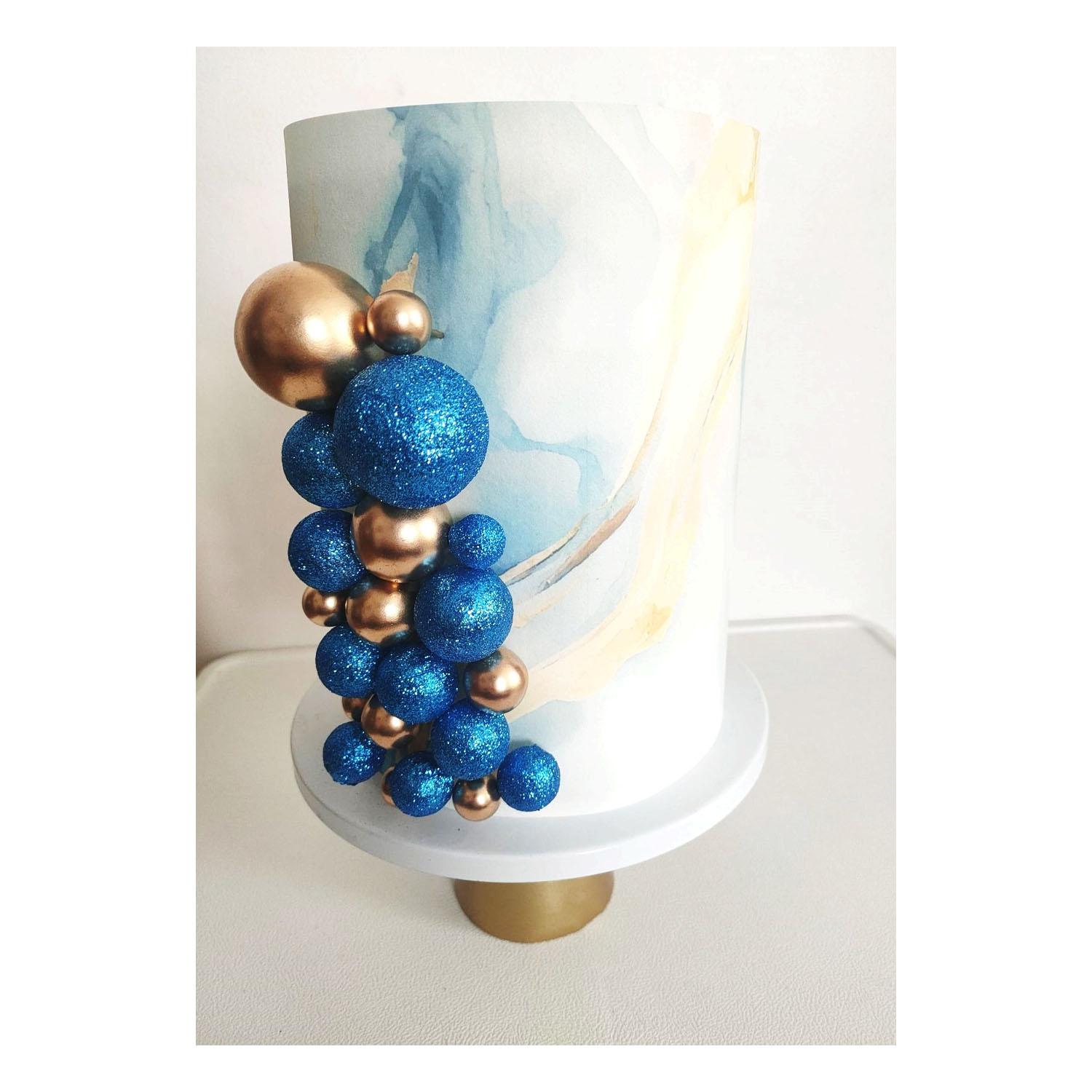 10PC GLITTER BLUE SPHERE CAKE TOPPER