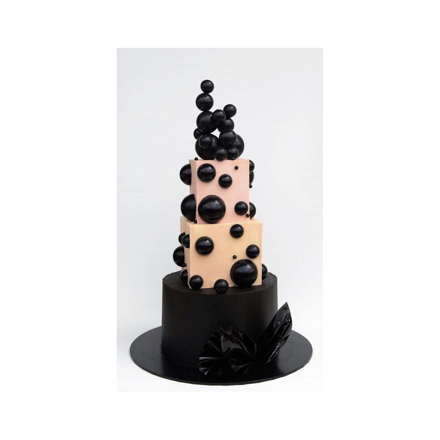 10PCS BLACK SPHERE CAKE TOPPER