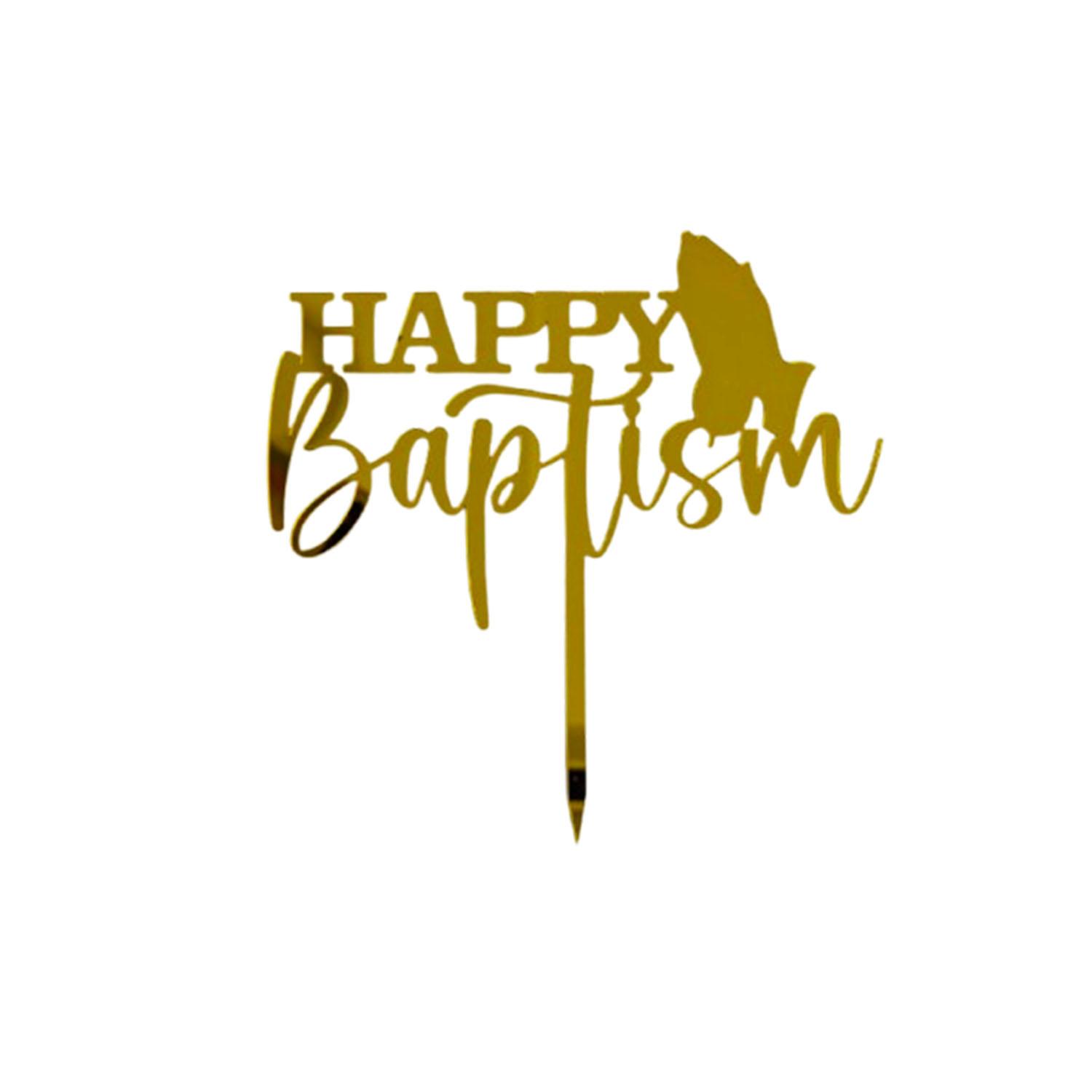 GOLD MIRROR ACRYLIC CHRISTENING DAY TOPPER NO 01