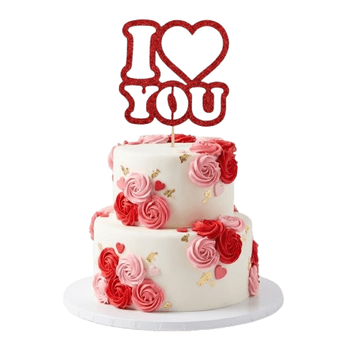 ONE PIECE VALENTINES GLITTER RED PAPER TOPPER, VALENTINE GLITTER RED PAPER TOPPER, RED GLITTER VALENTINE TOPPER