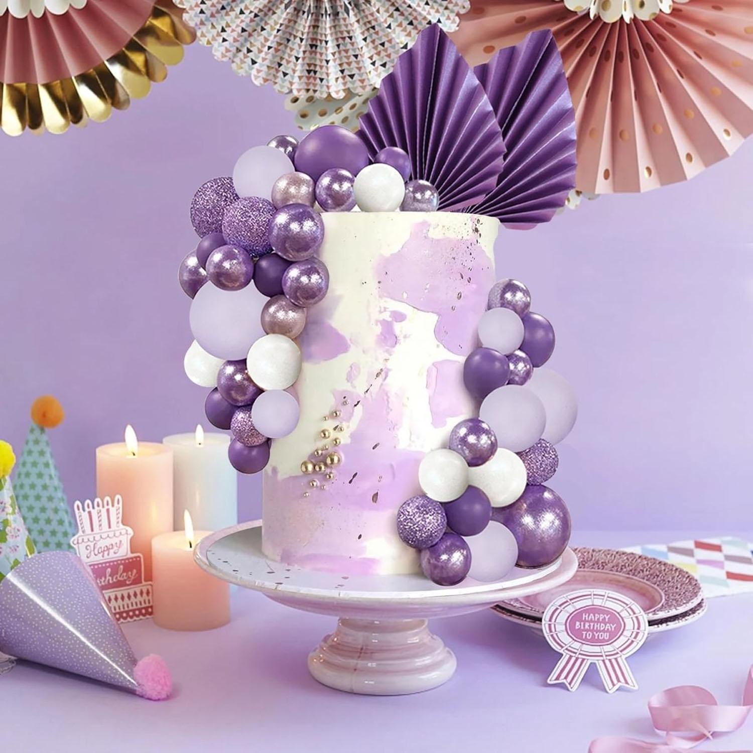 10PC GLITTER PURPLE SPHERE CAKE TOPPER