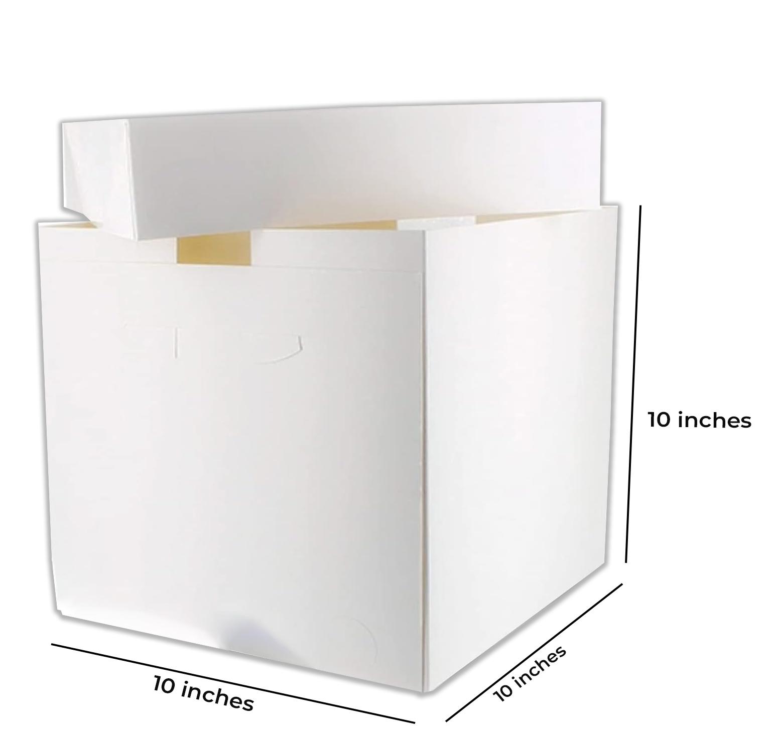10" X10" X10" TALL WHITE CAKE BOX WITH LID