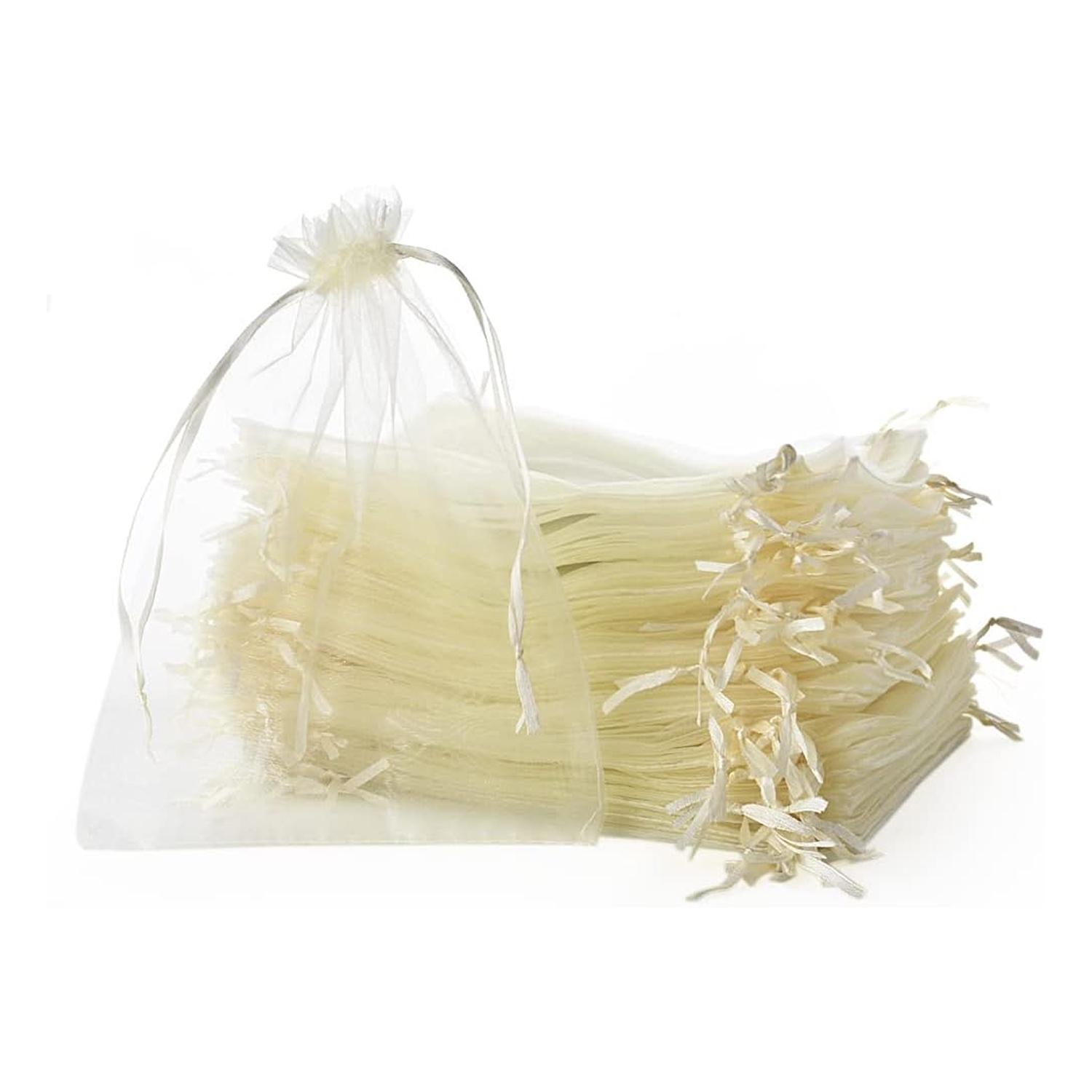 11 X 8CM ORGANZA BAGS CLOTH CREAM