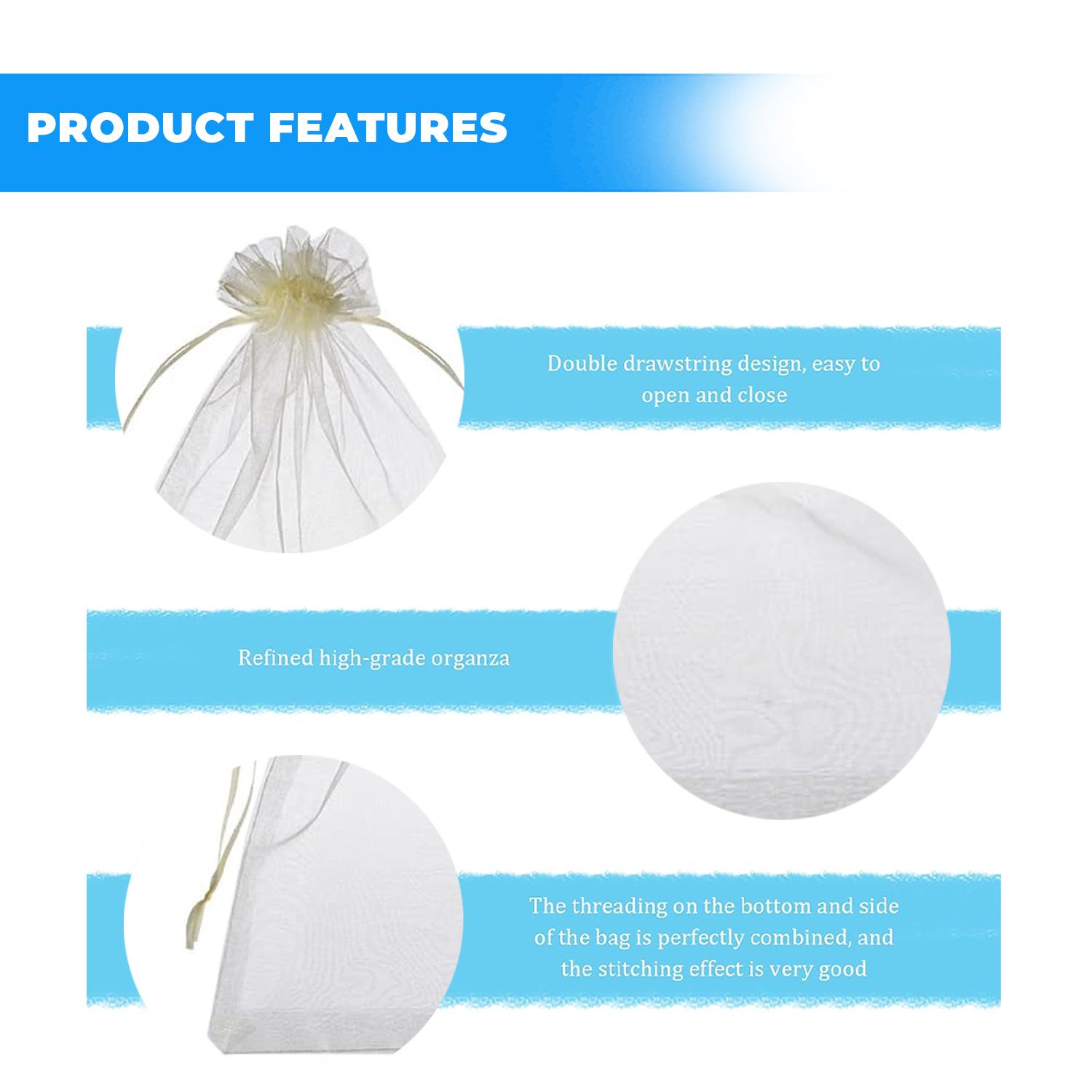 12 X 9 CM ORGANZA BAGS CLOTH CREAM