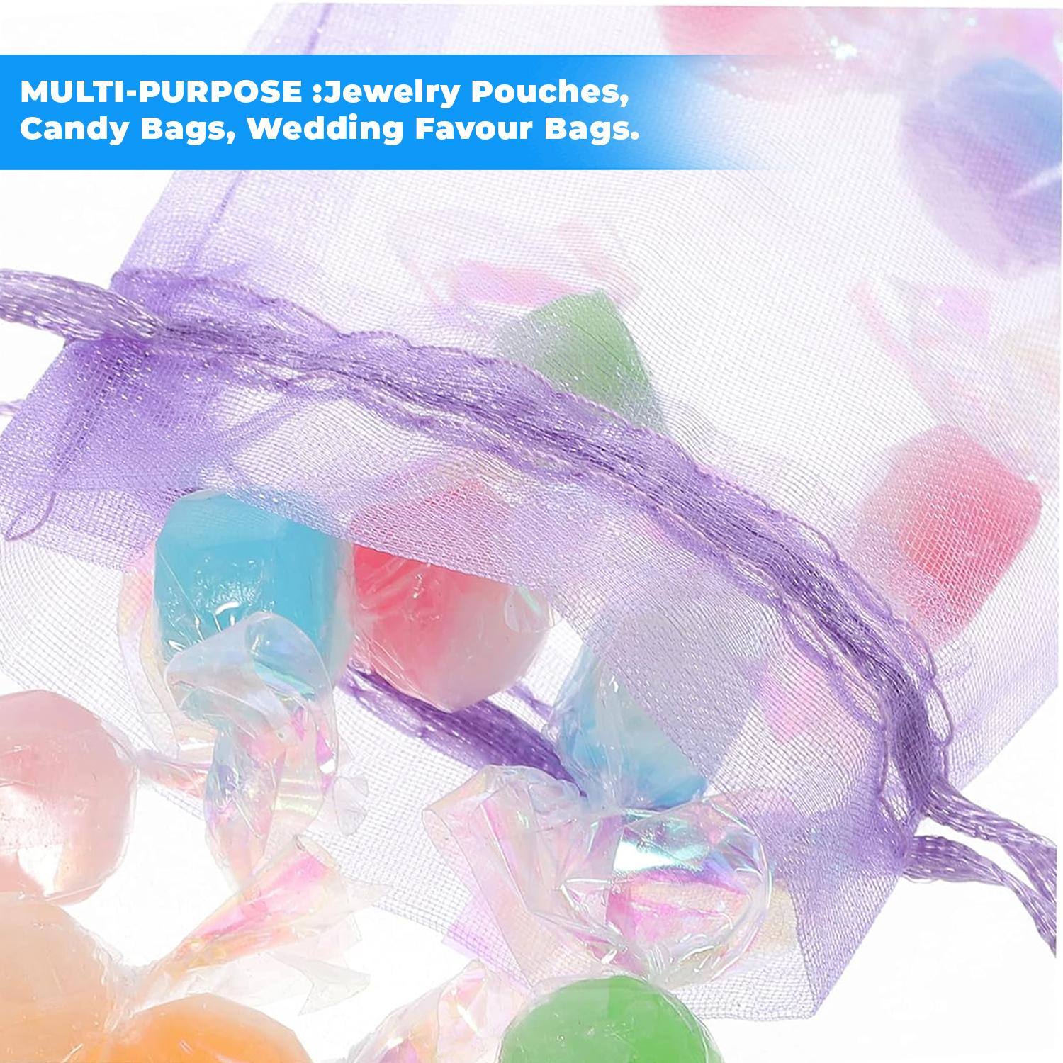 12 X 9 CM ORGANZA BAGS CLOTH LILAC DRAWSTRING FAVOUR POUCH PRECUT FREE PACK NETS