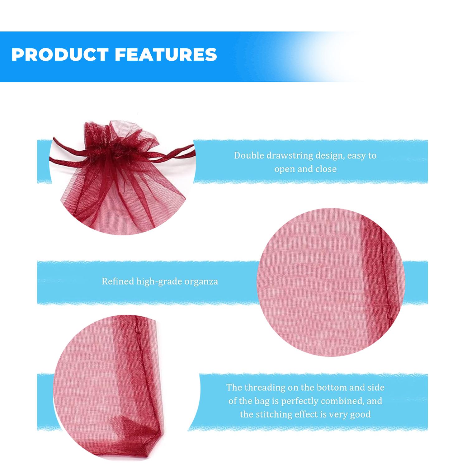 12 X 9 CM ORGANZA BAGS CLOTH MAROON