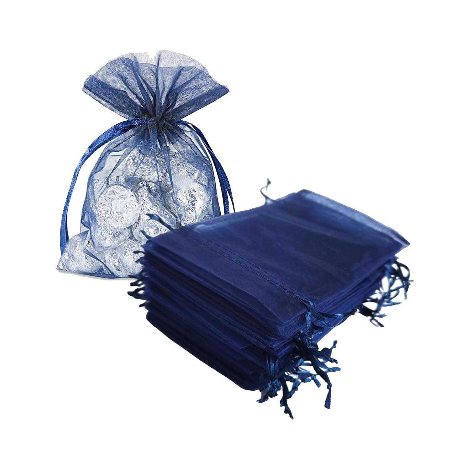 11 X 8CM ORGANZA BAGS CLOTH NAVY BLUE