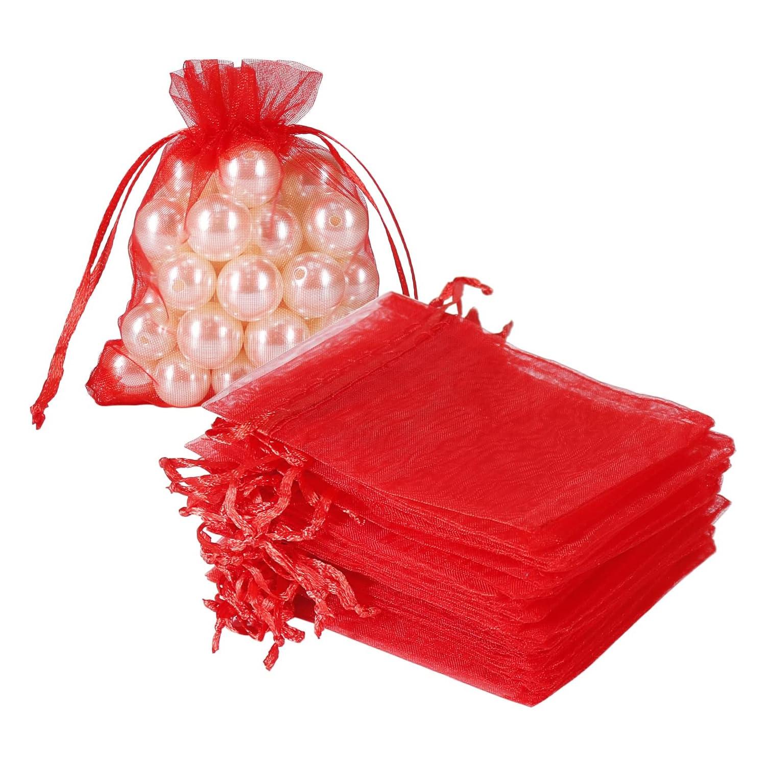 11 X 8CM ORGANZA BAGS CLOTH RED