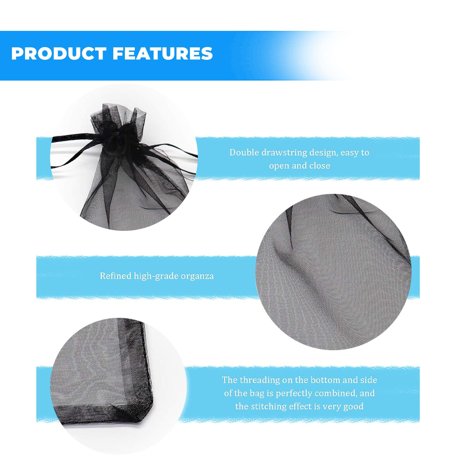 12 X 9 CM ORGANZA BAGS CLOTH BLACK