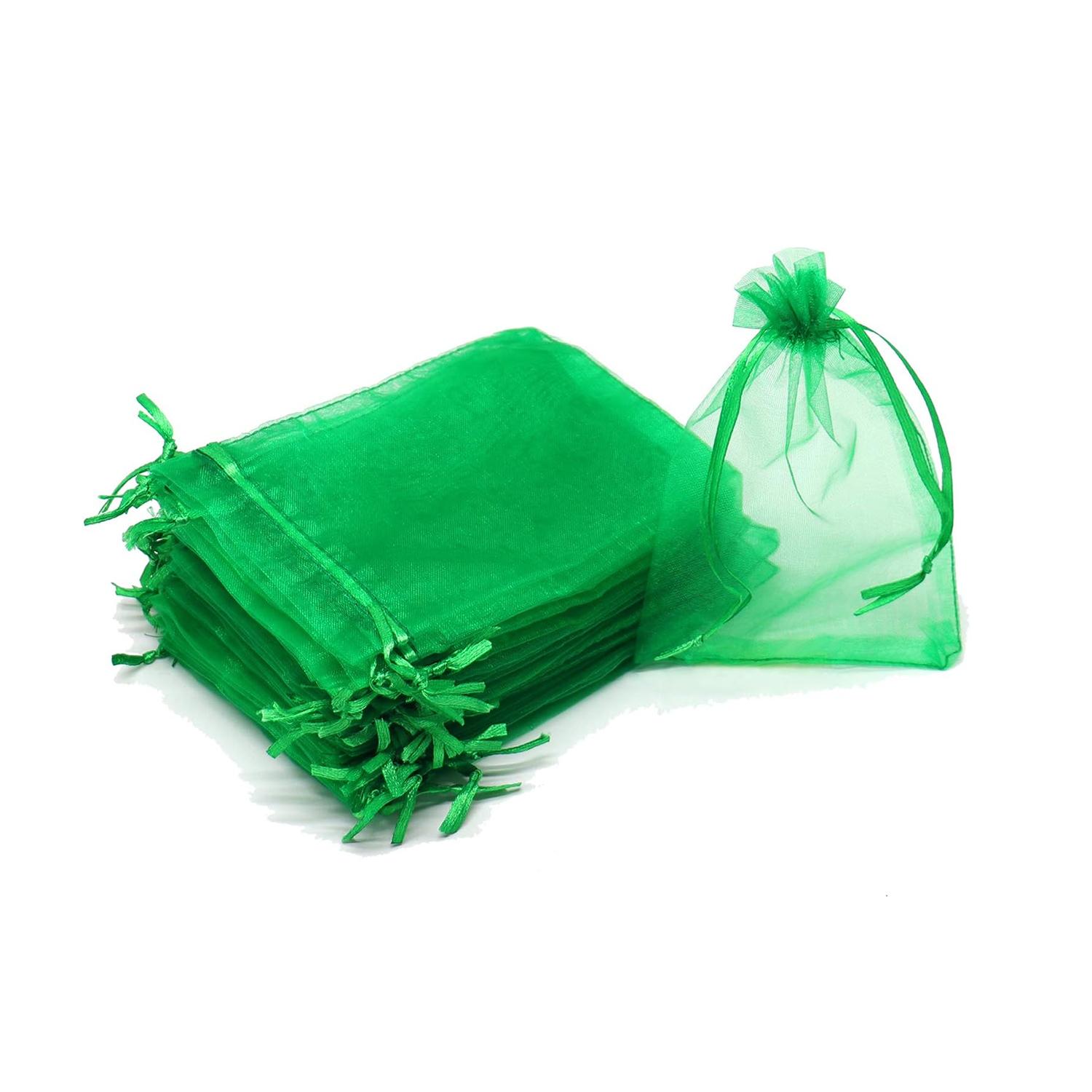 11 X 8CM ORGANZA BAGS CLOTH LEAF GREEN