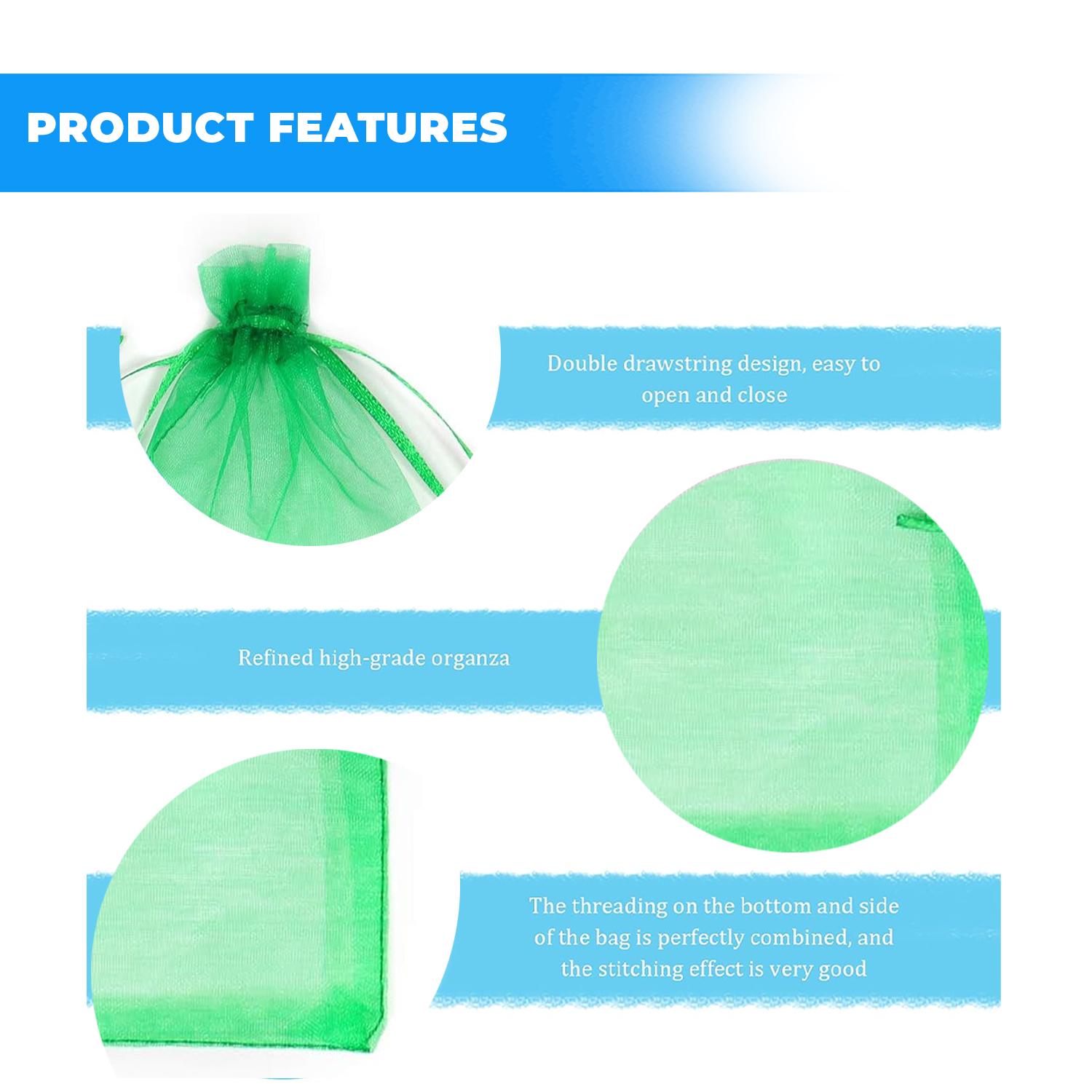 12 X 9 CM ORGANZA BAGS CLOTH LEAF GREEN
