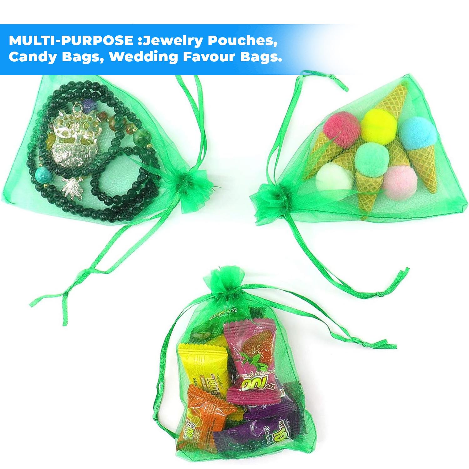 12 X 9 CM ORGANZA BAGS CLOTH LEAF GREEN