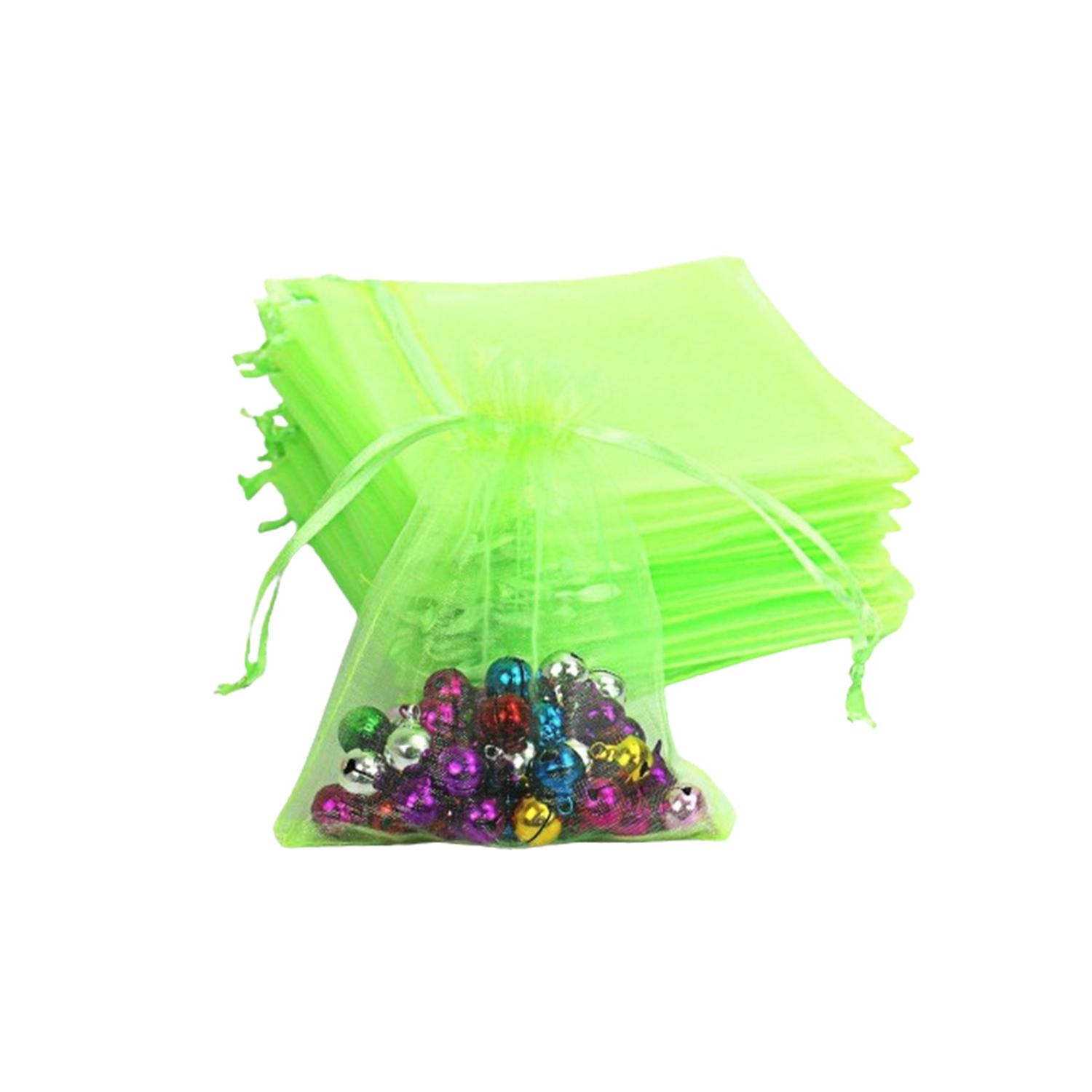 11 X 8CM ORGANZA BAGS CLOTH LIME GREEN