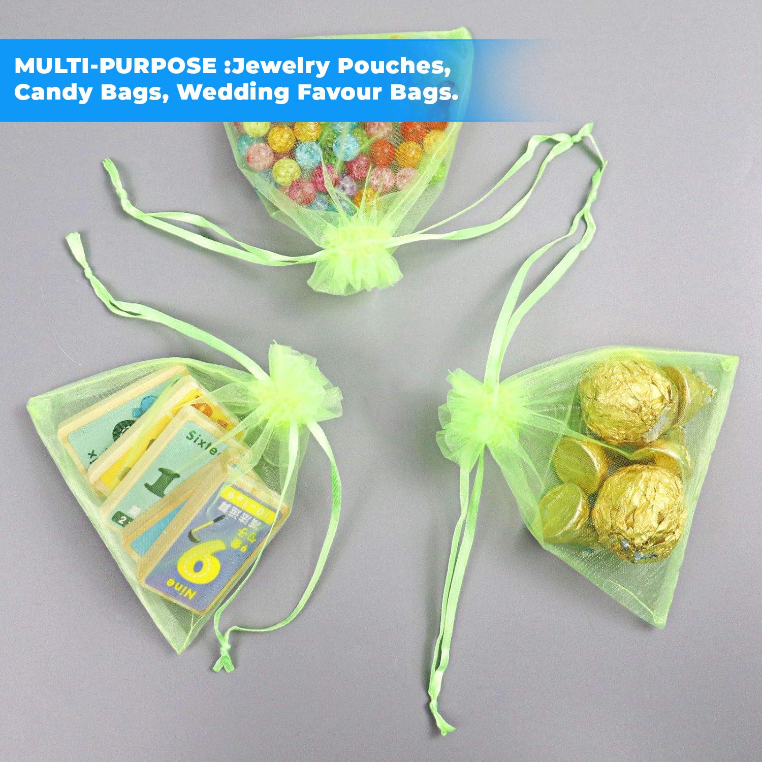 12 X 9 CM ORGANZA BAGS CLOTH LIME GREEN
