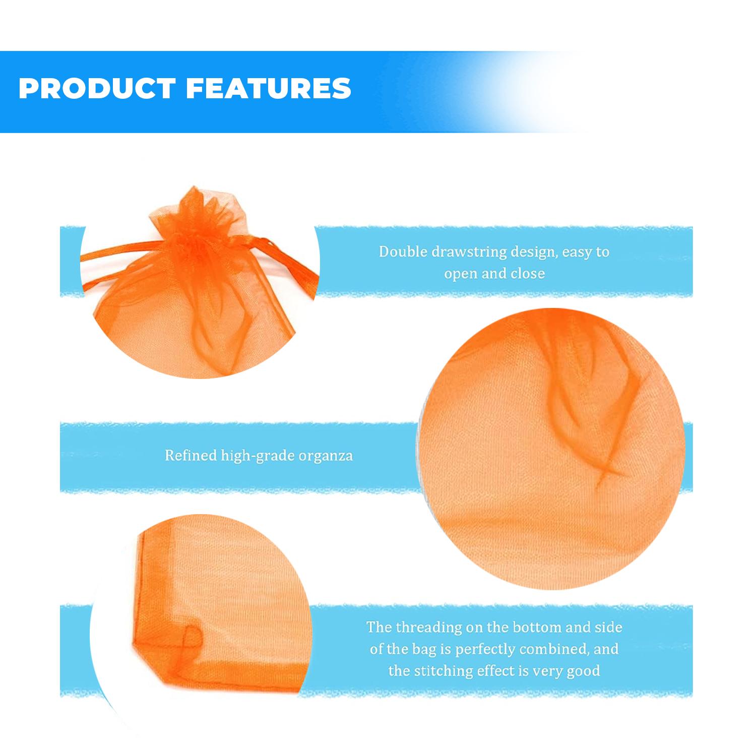 12 X 9 CM ORGANZA BAGS CLOTH ORANGE