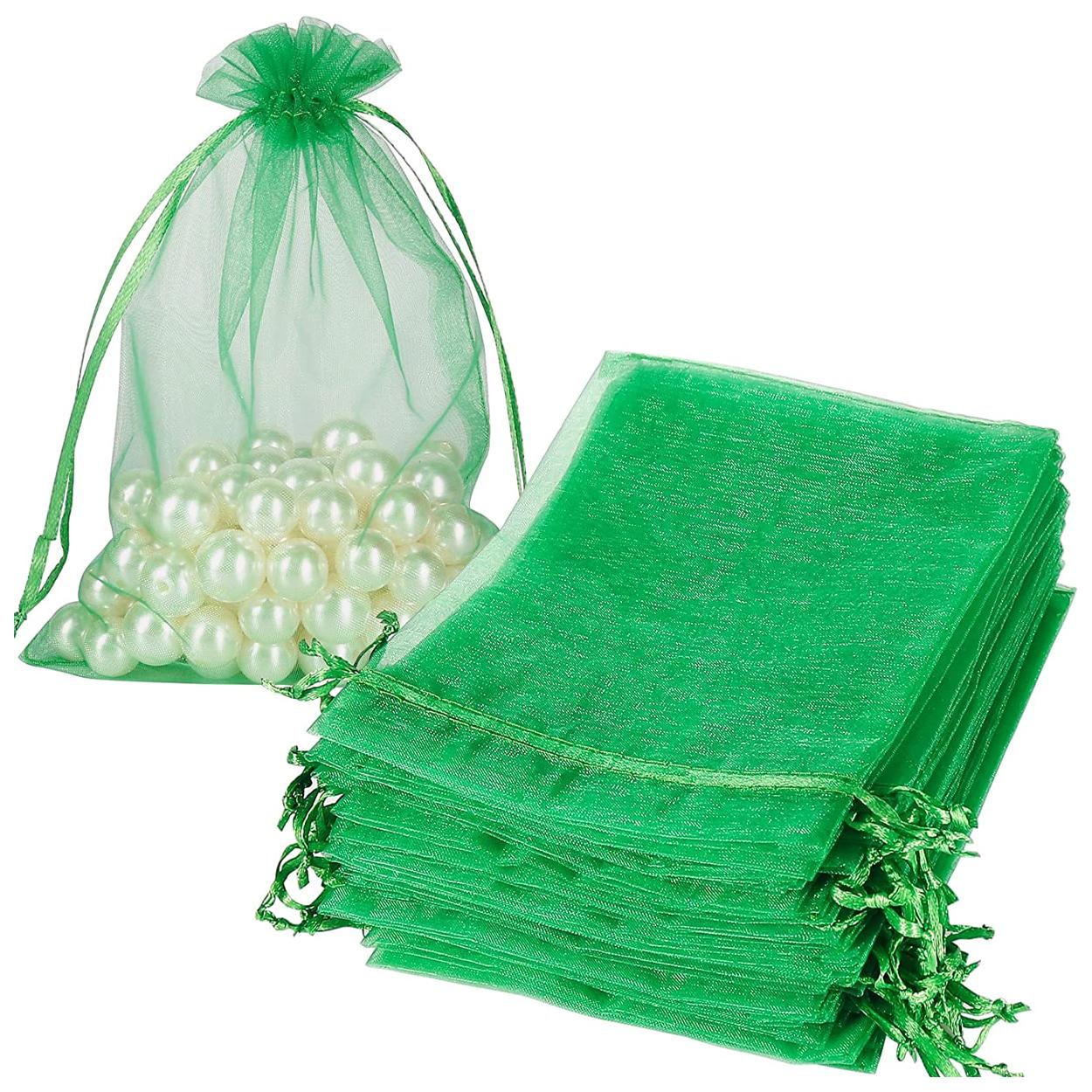 11 X 8CM ORGANZA BAGS CLOTH JUNGLE GREEN