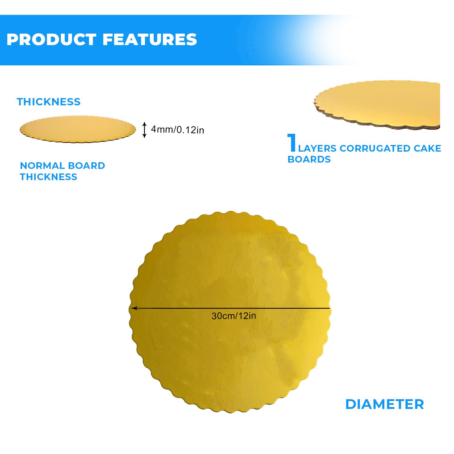 12'' ROUND SCALLOPED GOLD CAKE BOARD