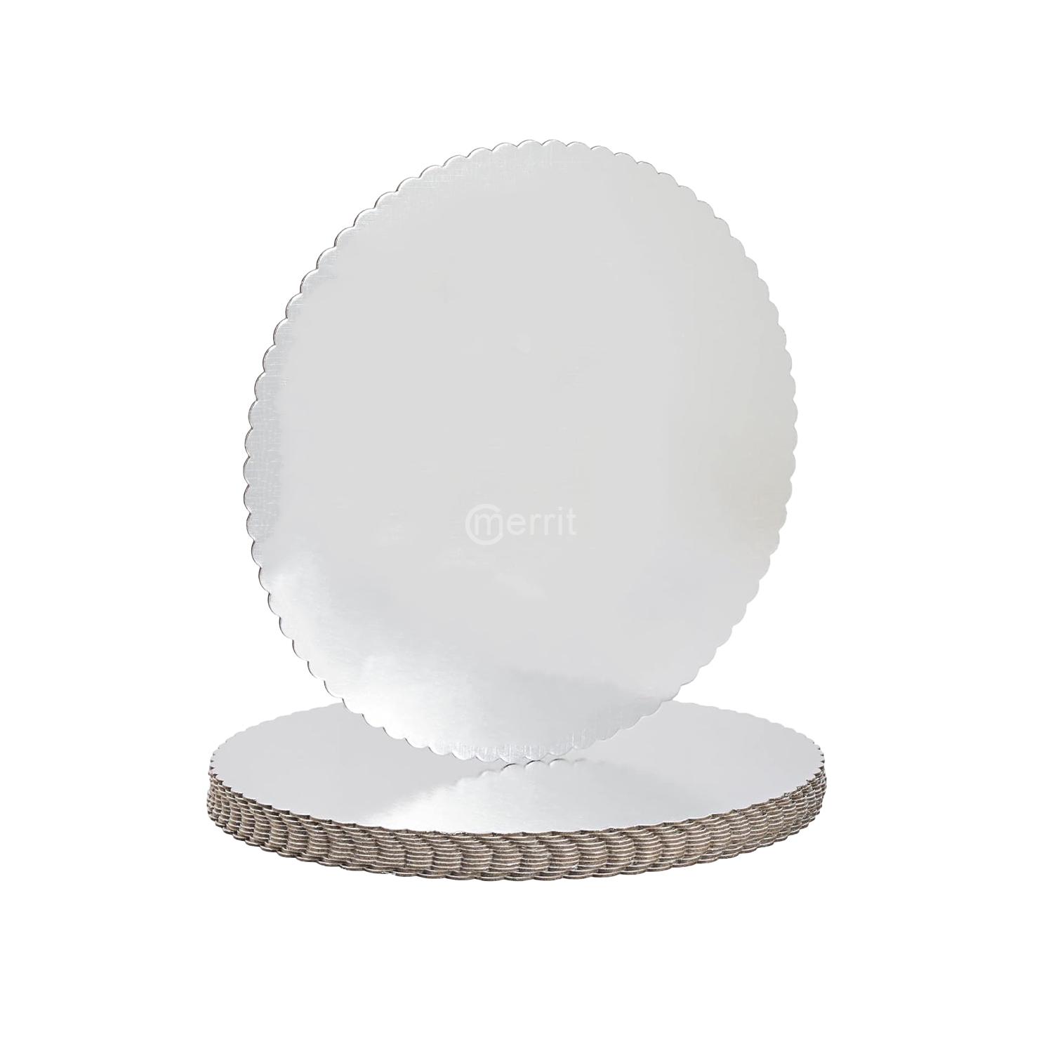 12'' ROUND SCALLOPED SILVER CAKE BOARD