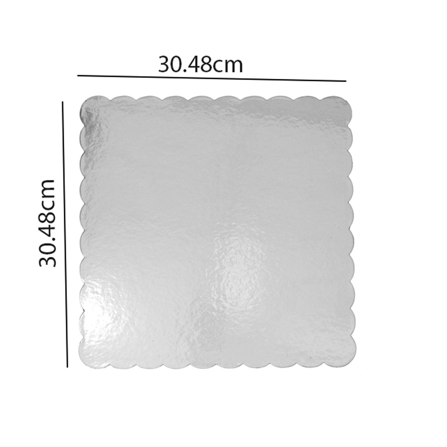 12'' SQUARE SCALLOPED SILVER CAKE BOARD